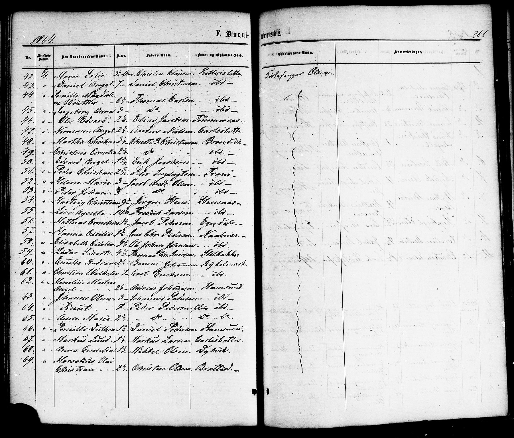 Ministerialprotokoller, klokkerbøker og fødselsregistre - Nordland, SAT/A-1459/859/L0845: Parish register (official) no. 859A05, 1863-1877, p. 261