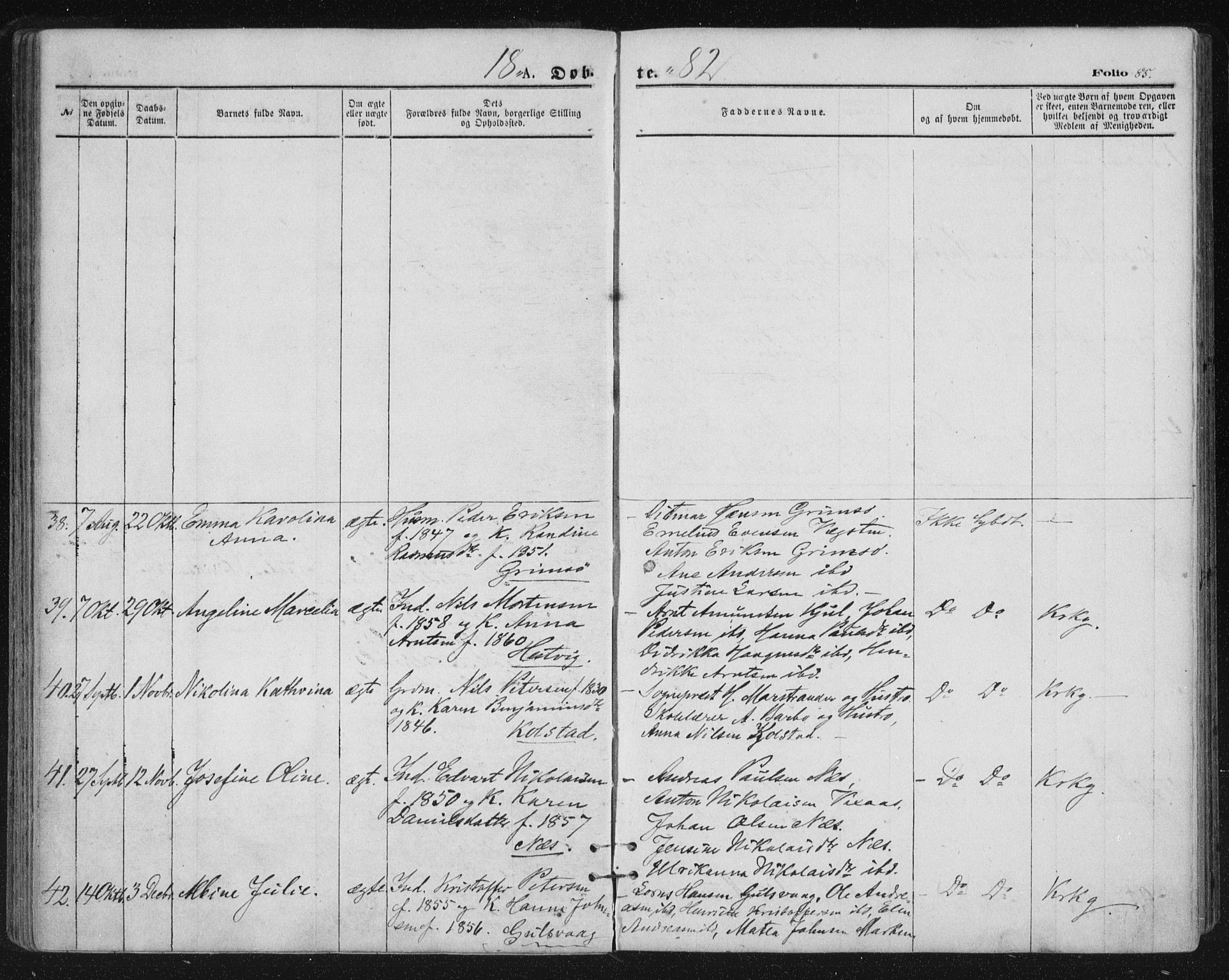 Ministerialprotokoller, klokkerbøker og fødselsregistre - Nordland, SAT/A-1459/816/L0241: Parish register (official) no. 816A07, 1870-1885, p. 85