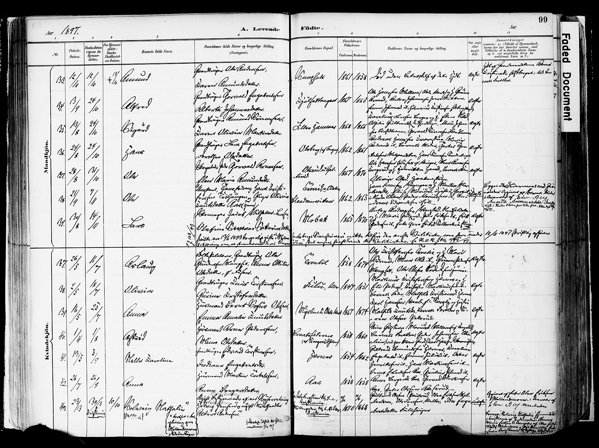 Sør-Odal prestekontor, AV/SAH-PREST-030/H/Ha/Haa/L0006: Parish register (official) no. 6, 1886-1931, p. 99