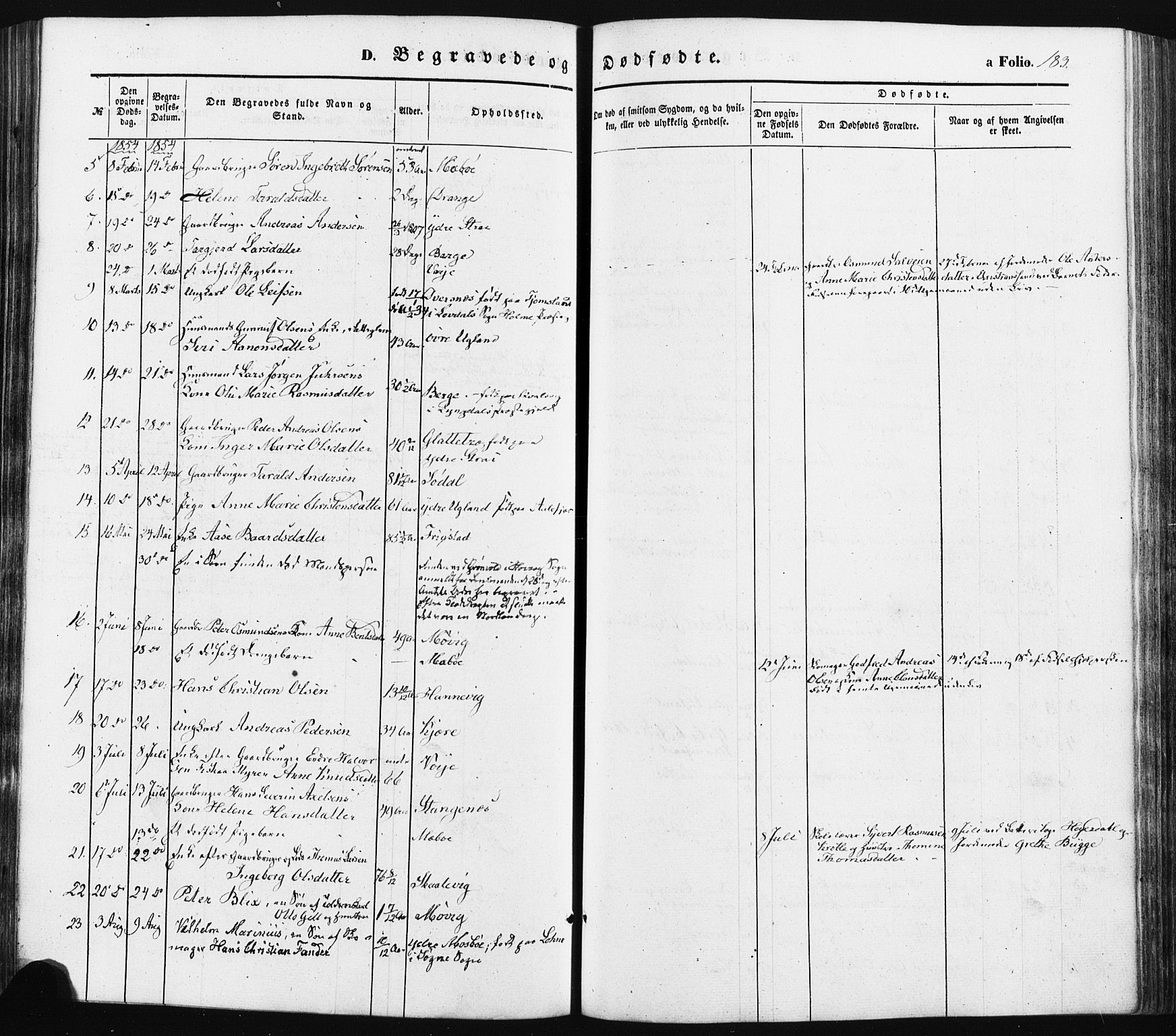 Oddernes sokneprestkontor, SAK/1111-0033/F/Fa/Faa/L0007: Parish register (official) no. A 7, 1851-1863, p. 183