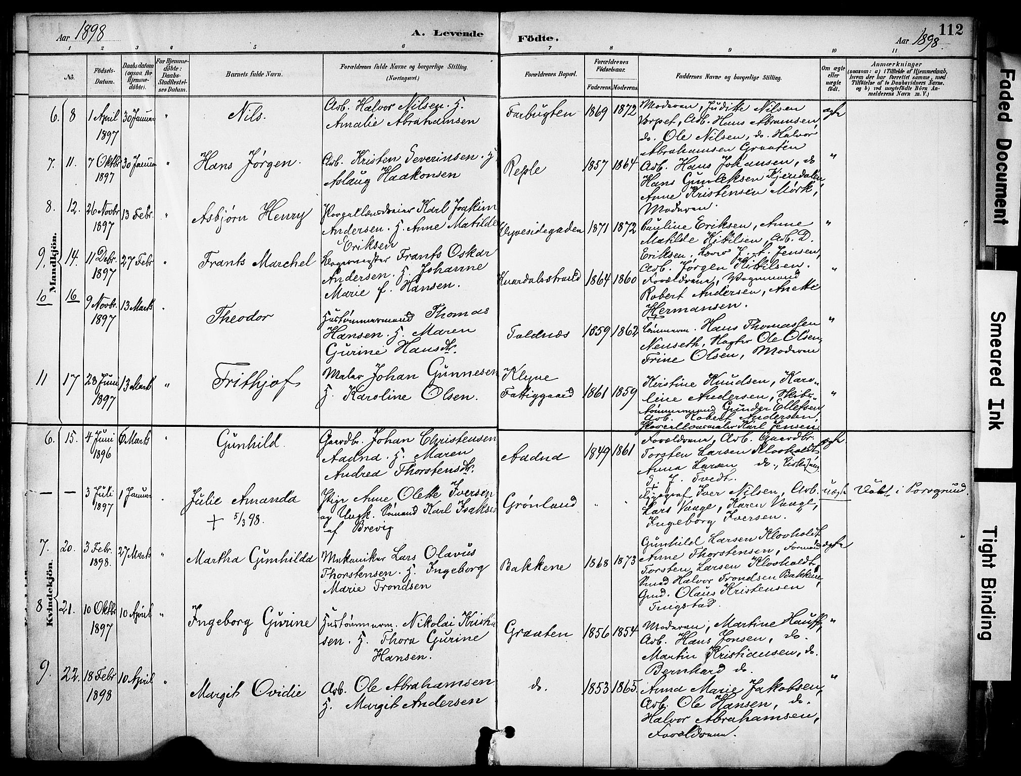 Solum kirkebøker, SAKO/A-306/F/Fa/L0010: Parish register (official) no. I 10, 1888-1898, p. 112