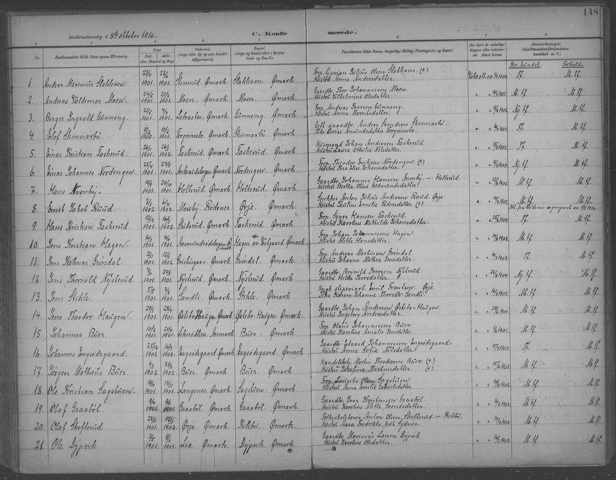 Aremark prestekontor Kirkebøker, SAO/A-10899/F/Fb/L0005: Parish register (official) no. II 5, 1895-1919, p. 148