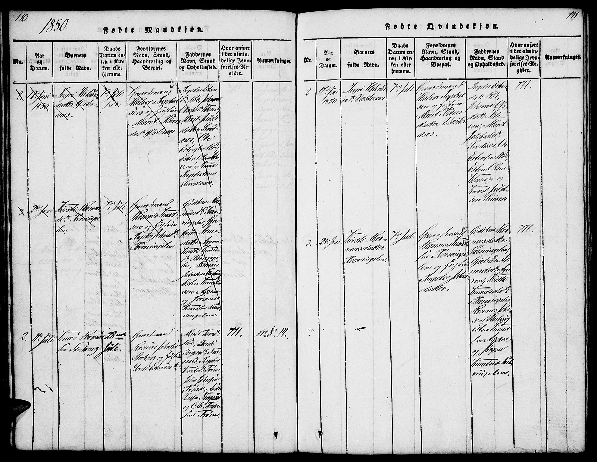 Tolga prestekontor, SAH/PREST-062/L/L0003: Parish register (copy) no. 3, 1815-1862, p. 110-111