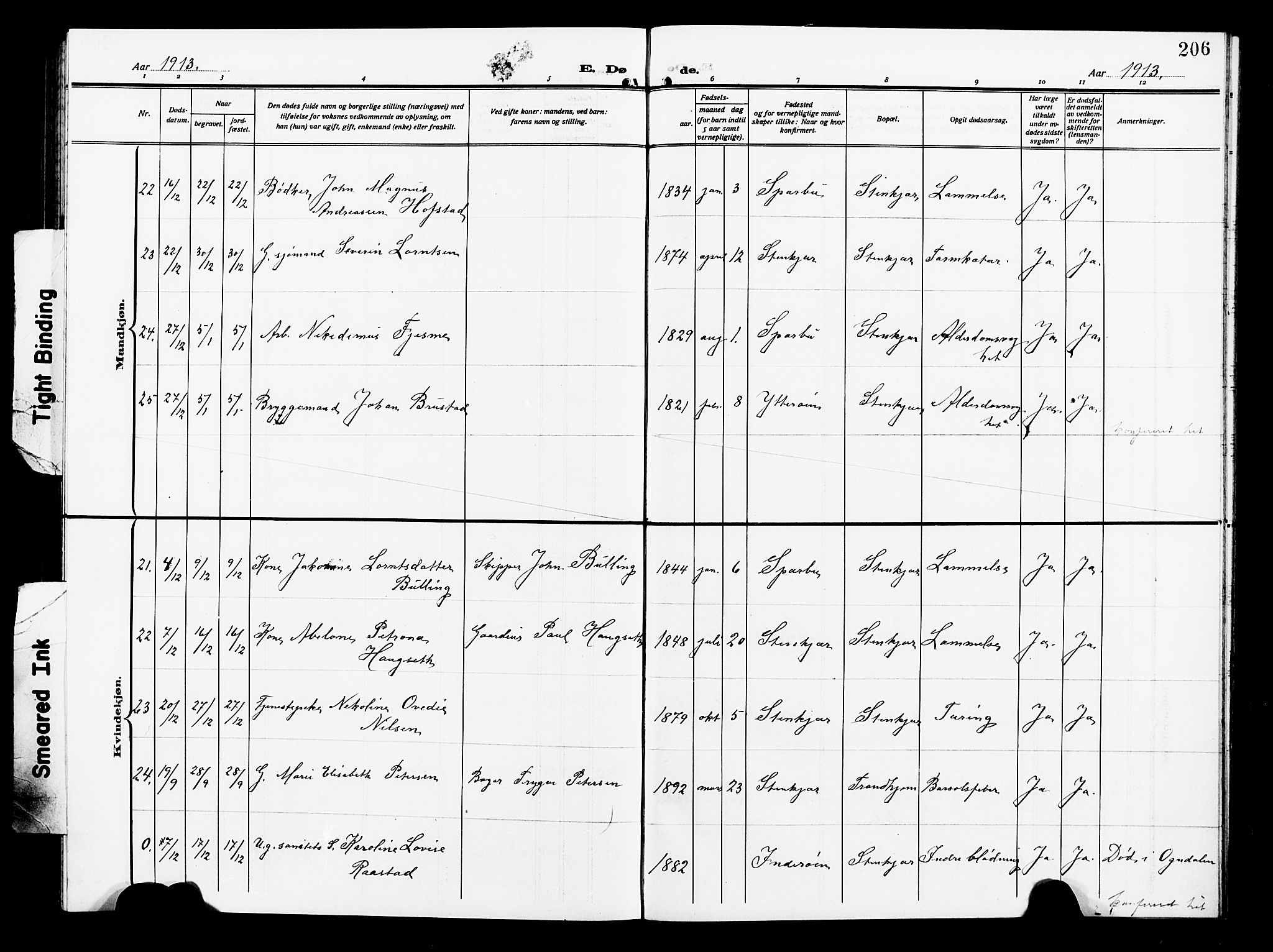 Ministerialprotokoller, klokkerbøker og fødselsregistre - Nord-Trøndelag, SAT/A-1458/739/L0376: Parish register (copy) no. 739C04, 1908-1917, p. 206