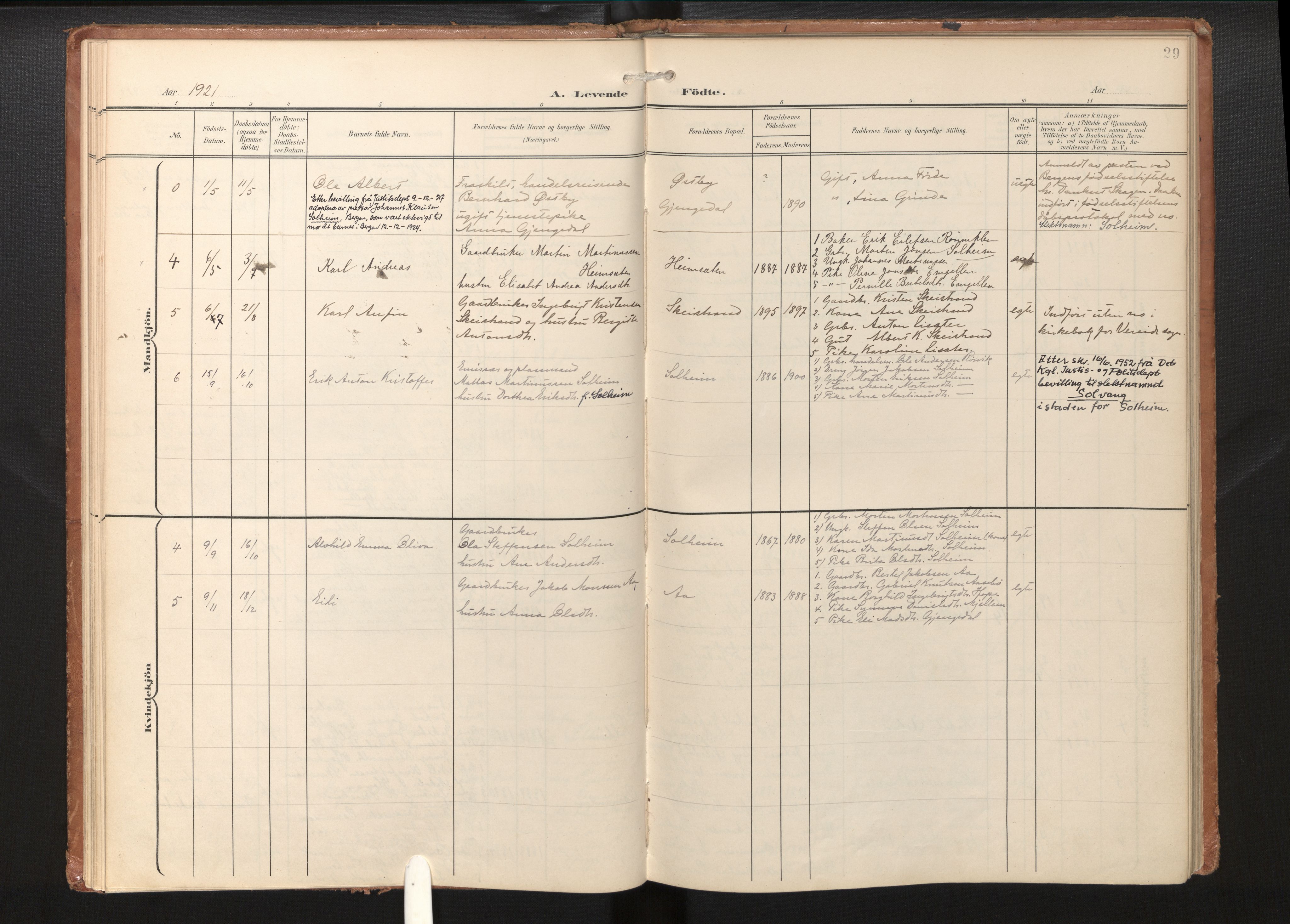 Gloppen sokneprestembete, AV/SAB-A-80101/H/Haa/Haae/L0002: Parish register (official) no. E 2, 1904-1925, p. 28b-29a