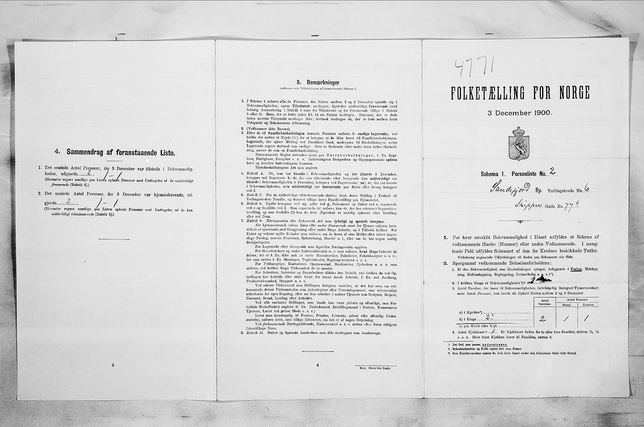 RA, 1900 census for Sandefjord, 1900, p. 1622