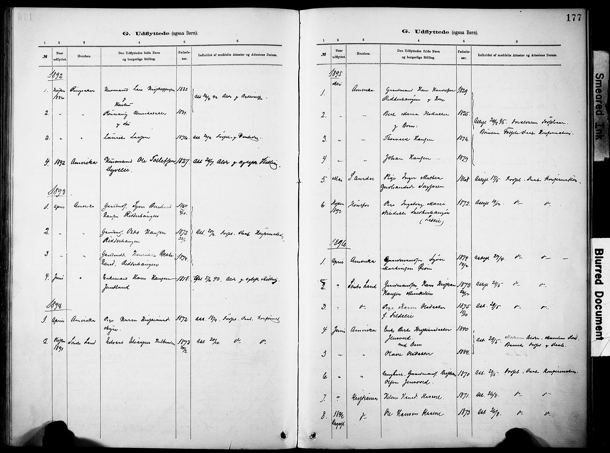 Nordre Land prestekontor, SAH/PREST-124/H/Ha/Haa/L0005: Parish register (official) no. 5, 1882-1903, p. 177