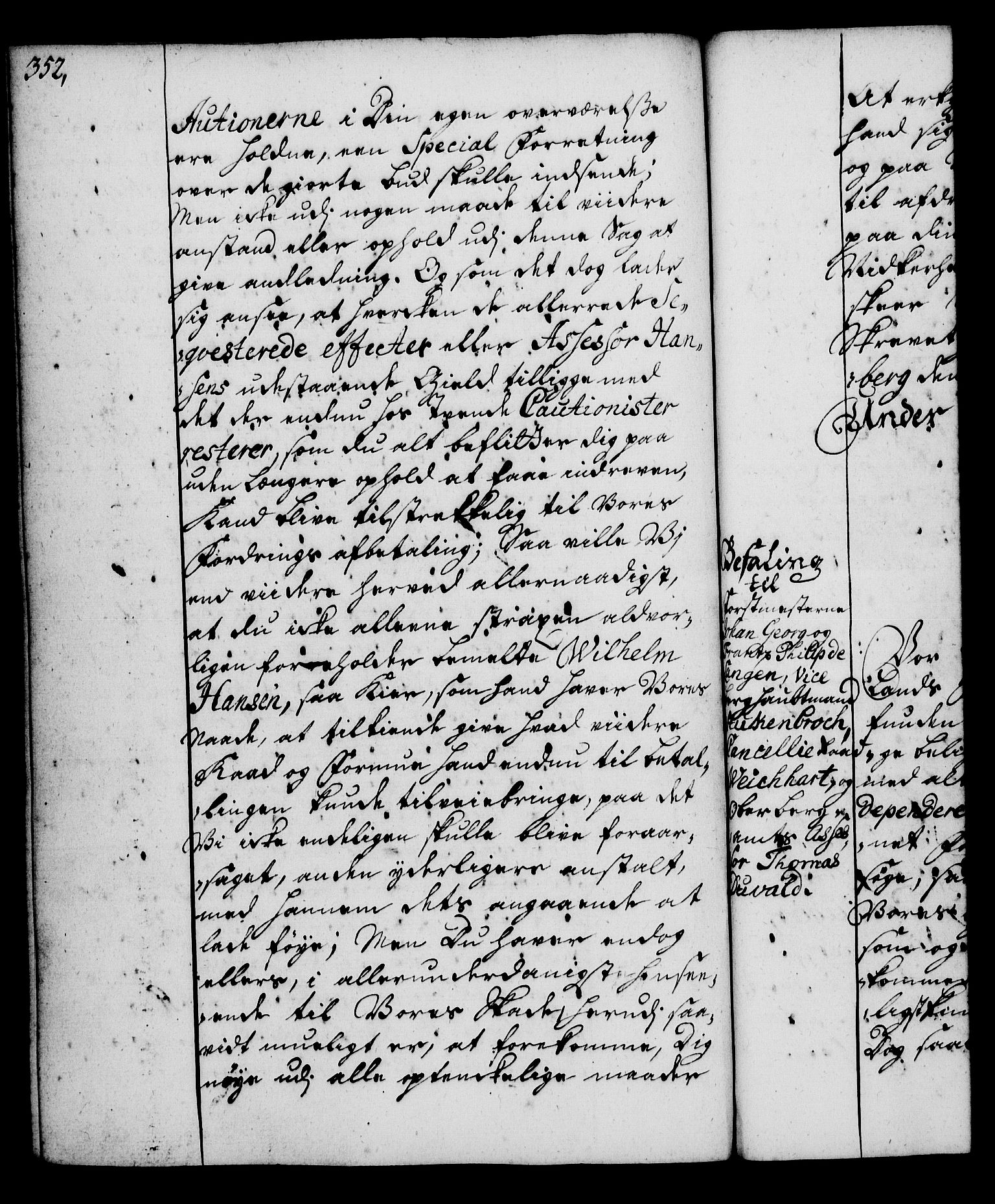 Rentekammeret, Kammerkanselliet, RA/EA-3111/G/Gg/Gga/L0004: Norsk ekspedisjonsprotokoll med register (merket RK 53.4), 1734-1741, p. 352