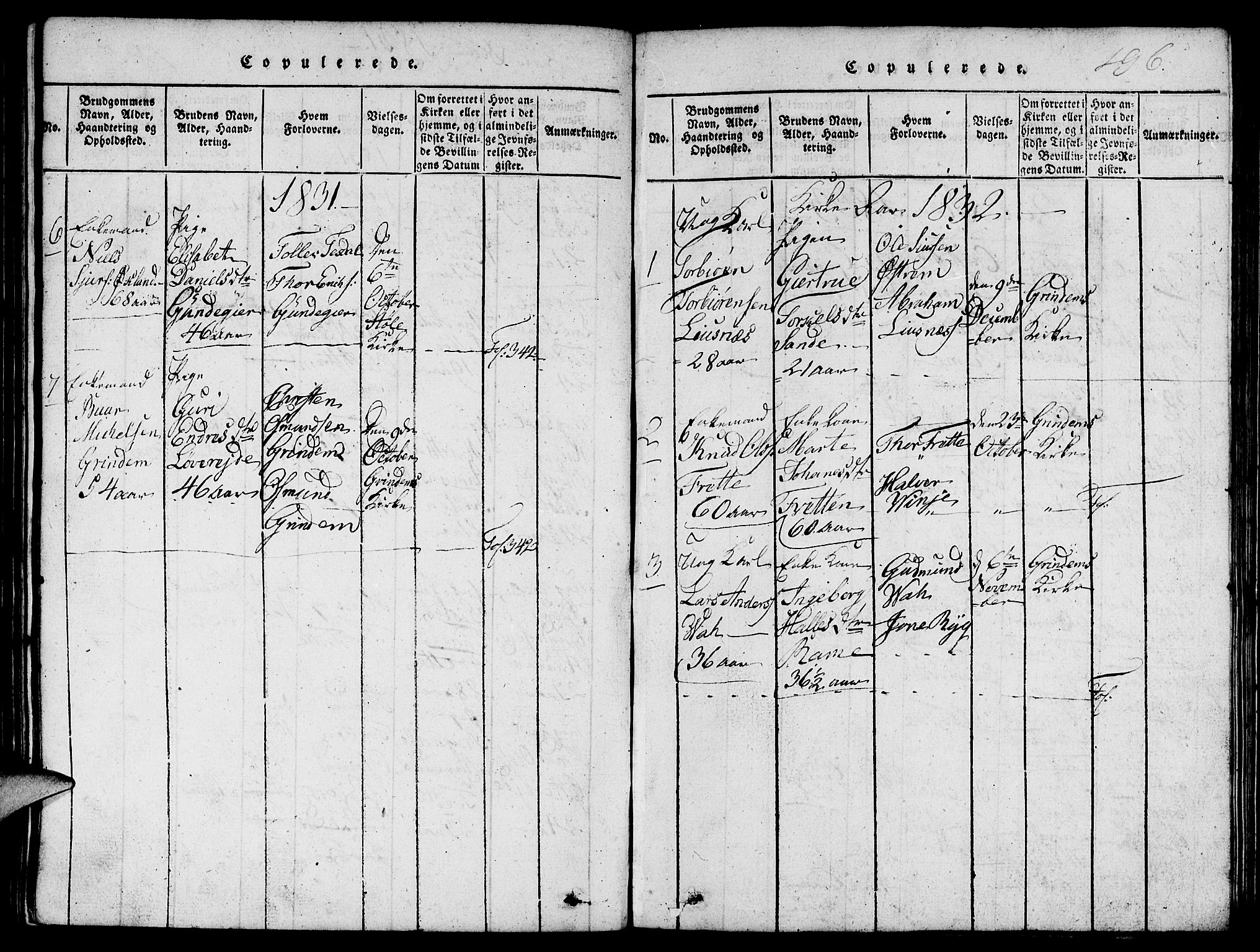Etne sokneprestembete, SAB/A-75001/H/Hab: Parish register (copy) no. C 1, 1816-1841, p. 196