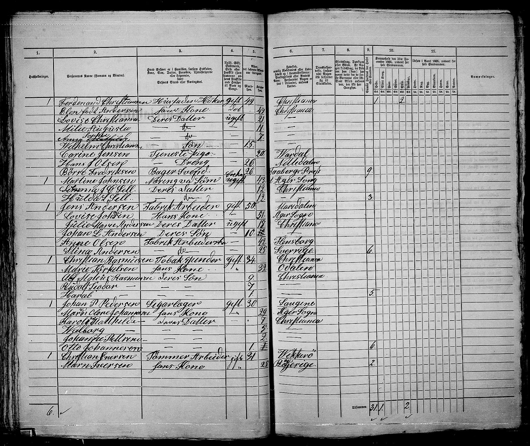 RA, 1865 census for Kristiania, 1865, p. 4513