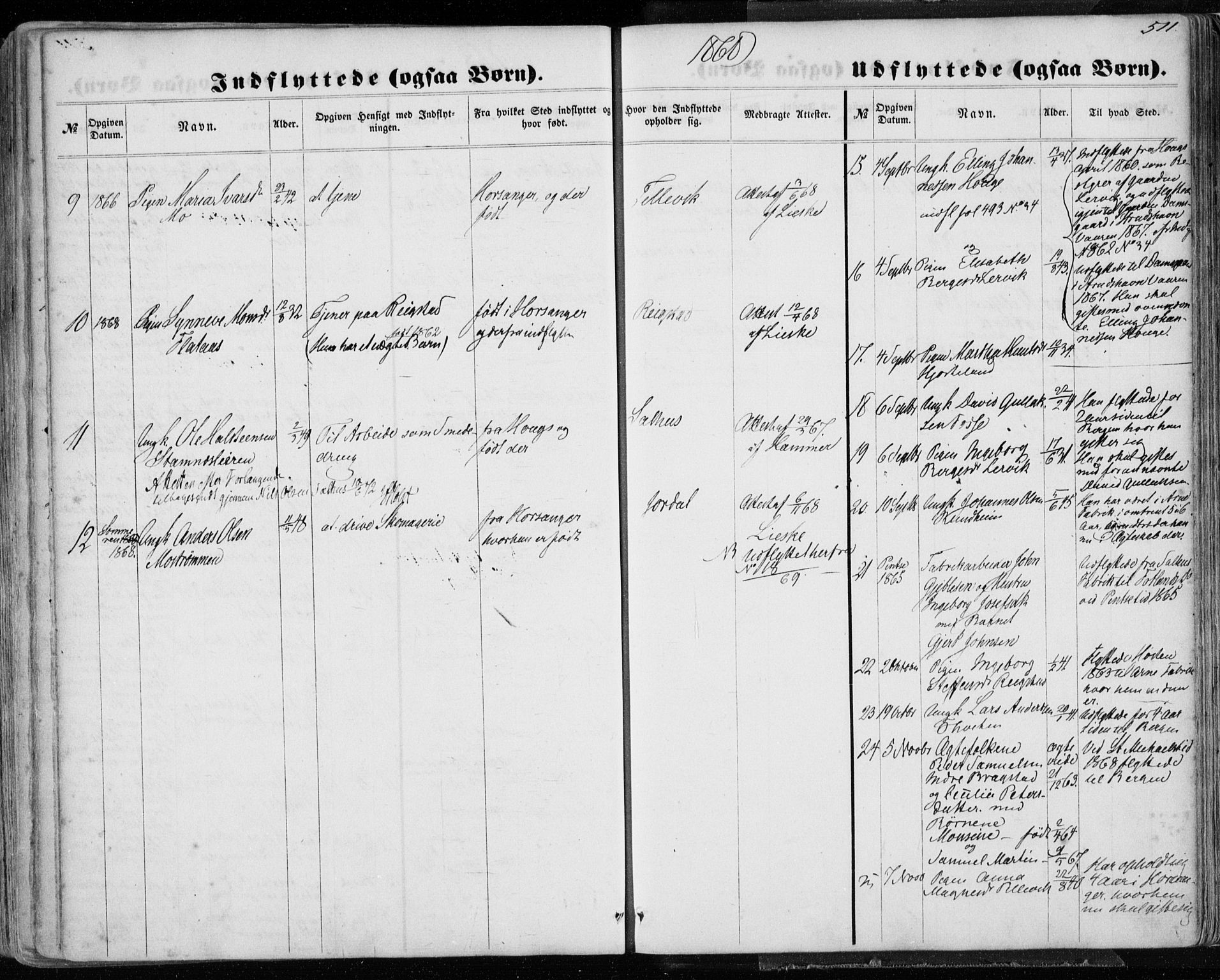 Hamre sokneprestembete, SAB/A-75501/H/Ha/Haa/Haaa/L0014: Parish register (official) no. A 14, 1858-1872, p. 511