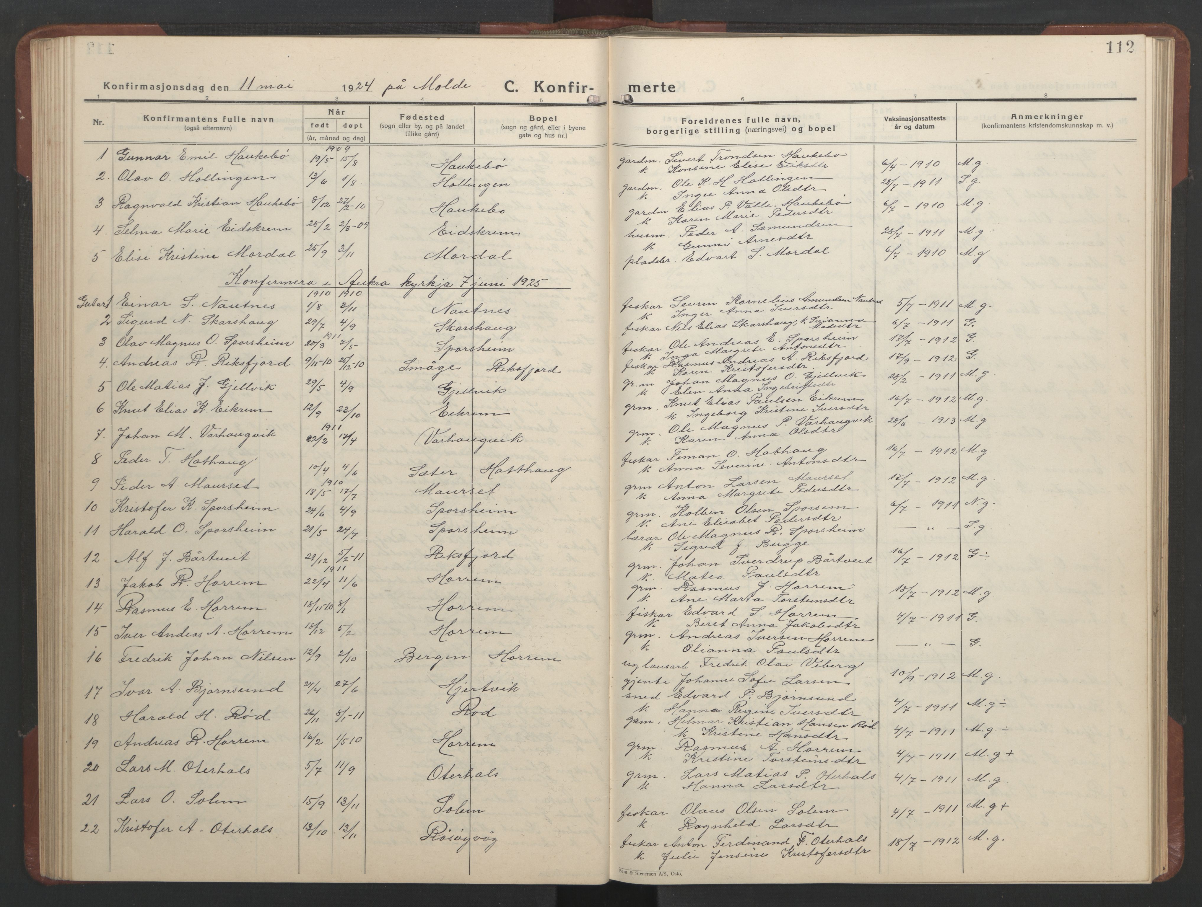 Ministerialprotokoller, klokkerbøker og fødselsregistre - Møre og Romsdal, SAT/A-1454/560/L0726: Parish register (copy) no. 560C03, 1928-1952, p. 112