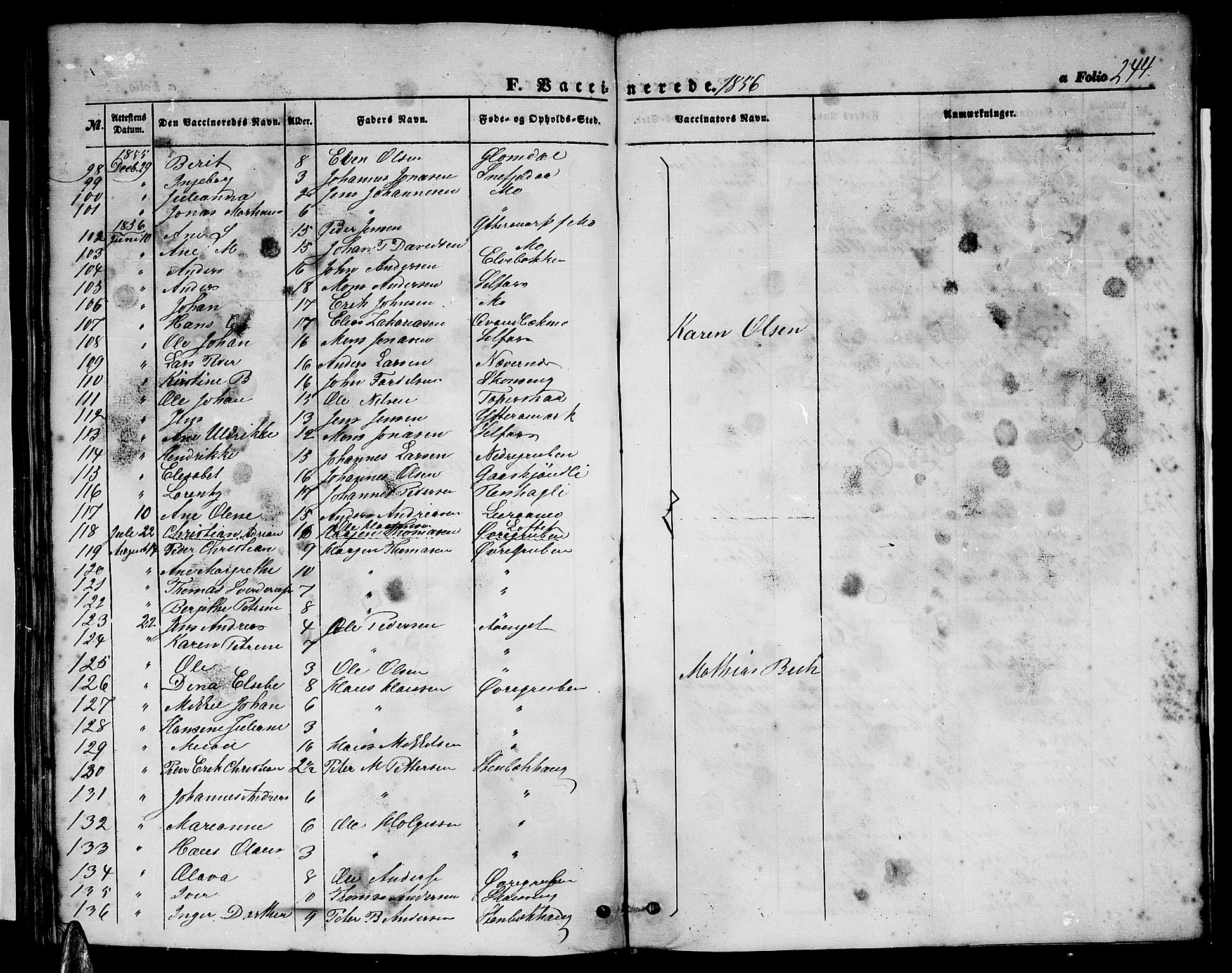 Ministerialprotokoller, klokkerbøker og fødselsregistre - Nordland, SAT/A-1459/827/L0414: Parish register (copy) no. 827C03, 1853-1865, p. 244