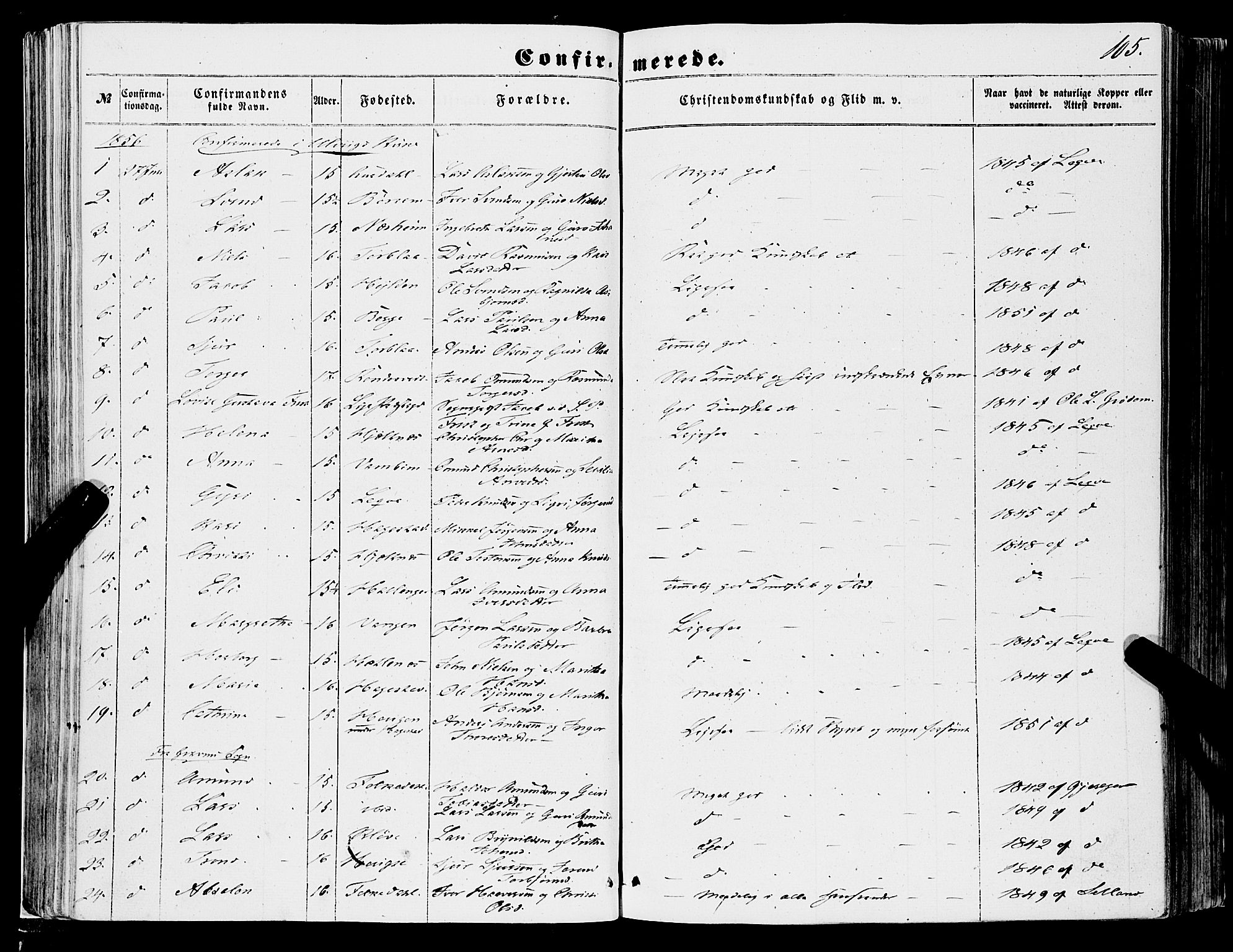 Ulvik sokneprestembete, AV/SAB-A-78801/H/Haa: Parish register (official) no. A 13, 1853-1863, p. 105