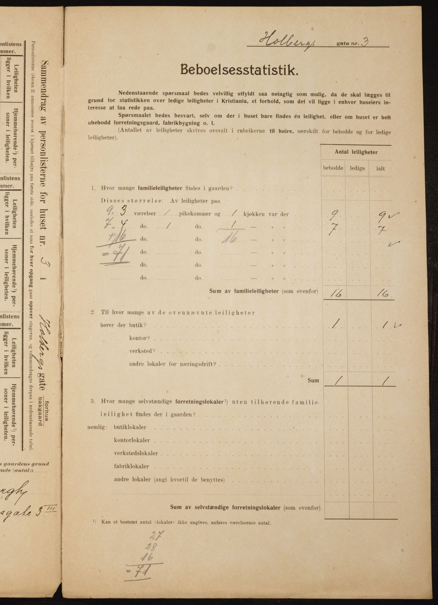 OBA, Municipal Census 1910 for Kristiania, 1910, p. 39501