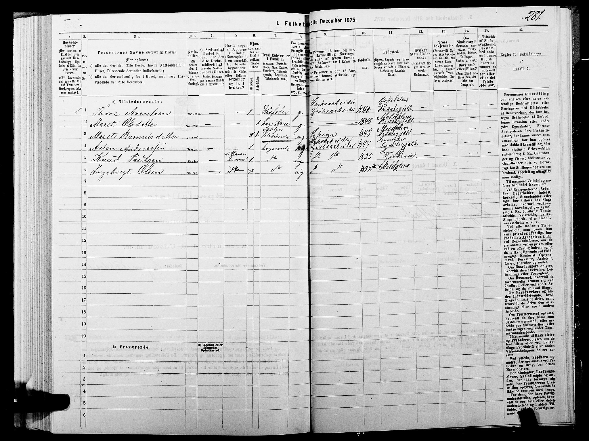SATØ, 1875 census for 1929P Berg, 1875, p. 1281