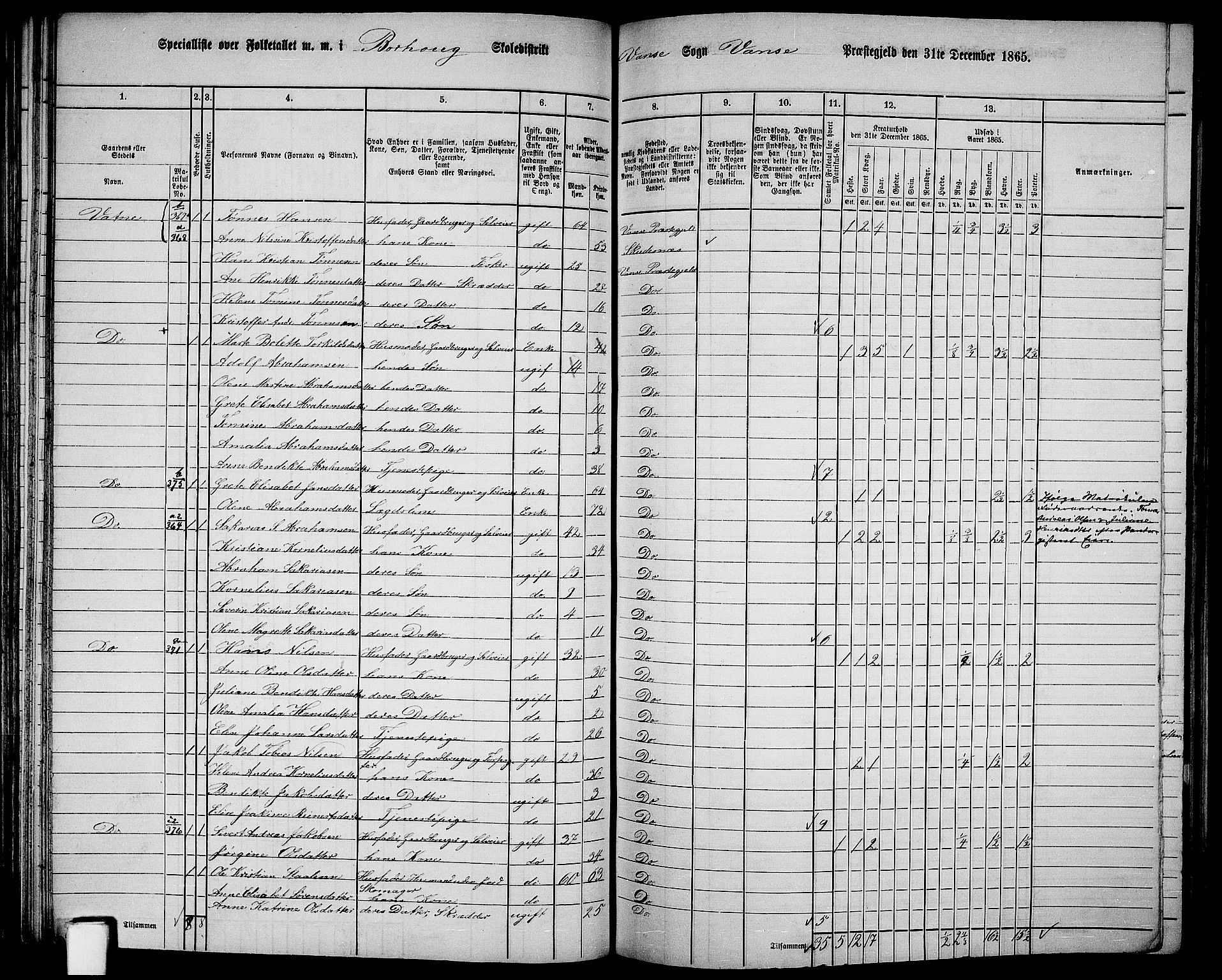 RA, 1865 census for Vanse/Vanse og Farsund, 1865, p. 120