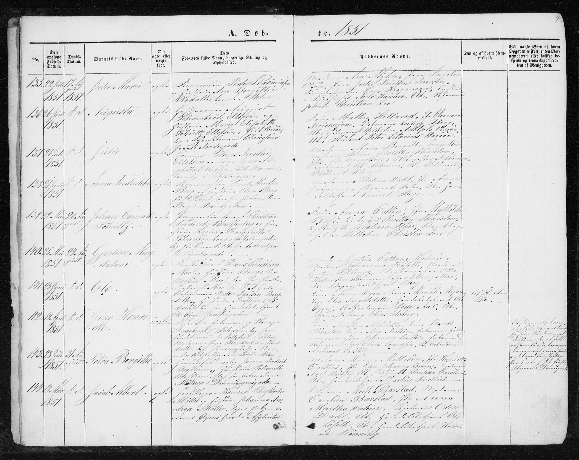 Ministerialprotokoller, klokkerbøker og fødselsregistre - Sør-Trøndelag, SAT/A-1456/602/L0112: Parish register (official) no. 602A10, 1848-1859, p. 4