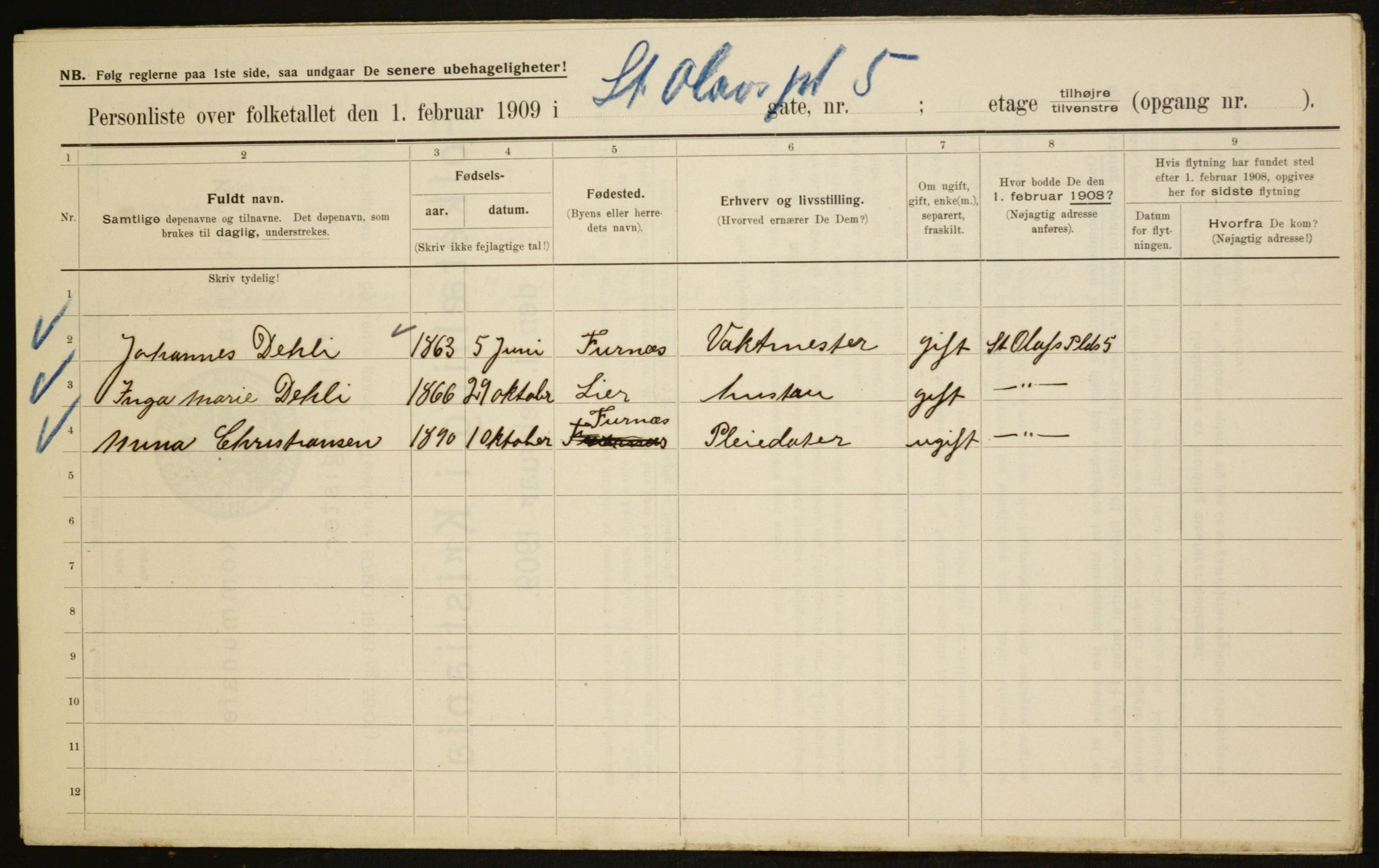 OBA, Municipal Census 1909 for Kristiania, 1909, p. 80369