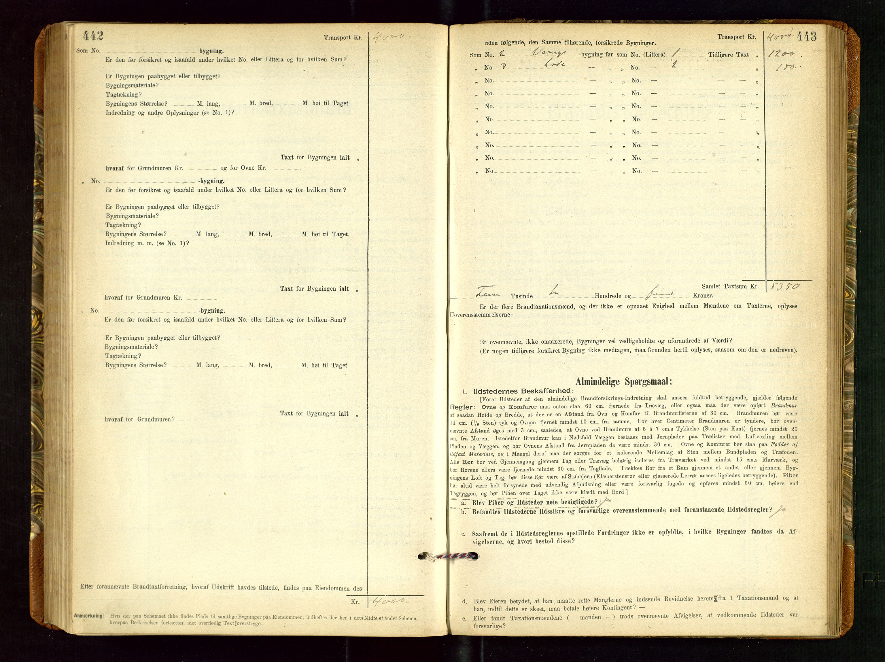 Torvestad lensmannskontor, AV/SAST-A-100307/1/Gob/L0002: "Brandtakstprotokol for Lensmanden i Torvestad", 1900-1905, p. 442-443