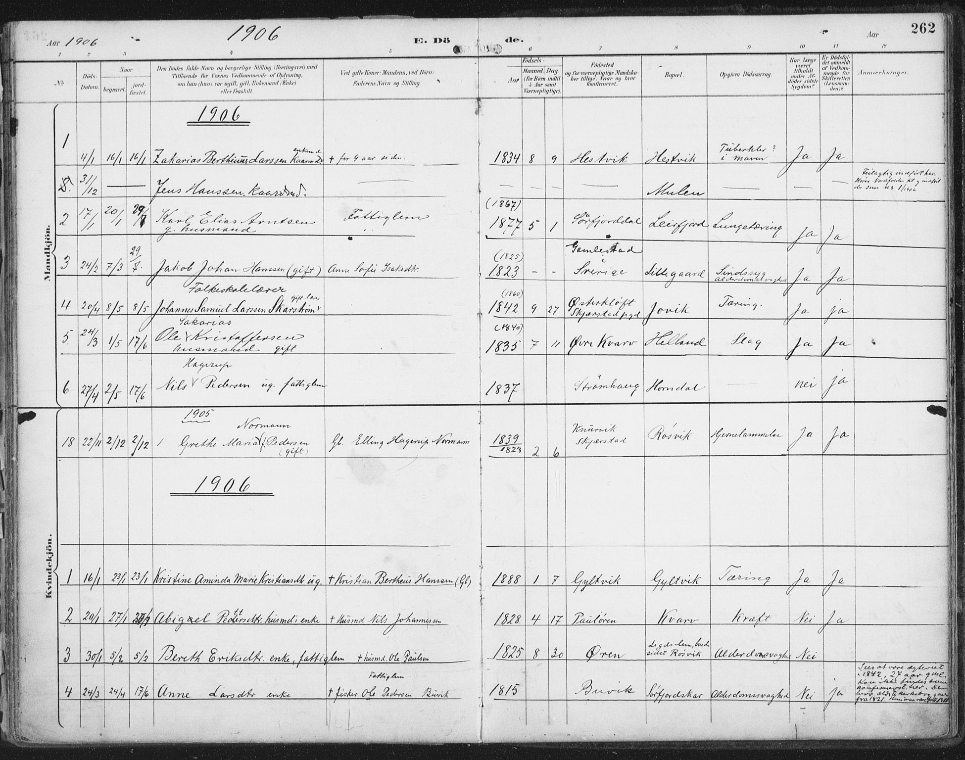 Ministerialprotokoller, klokkerbøker og fødselsregistre - Nordland, SAT/A-1459/854/L0779: Parish register (official) no. 854A02, 1892-1909, p. 262