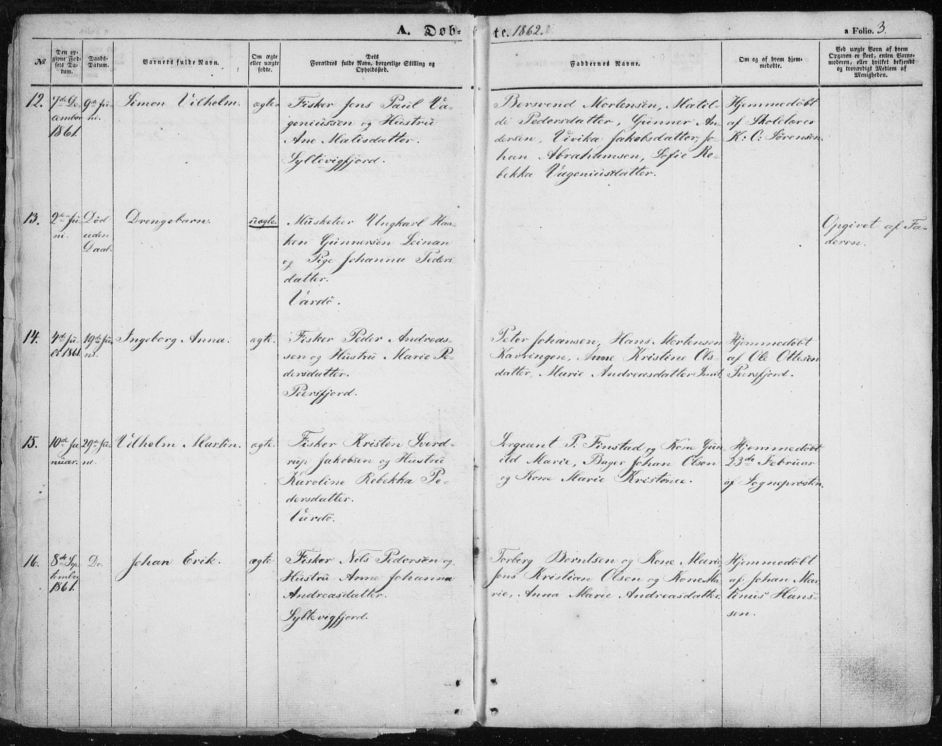 Vardø sokneprestkontor, SATØ/S-1332/H/Ha/L0004kirke: Parish register (official) no. 4, 1862-1871, p. 3