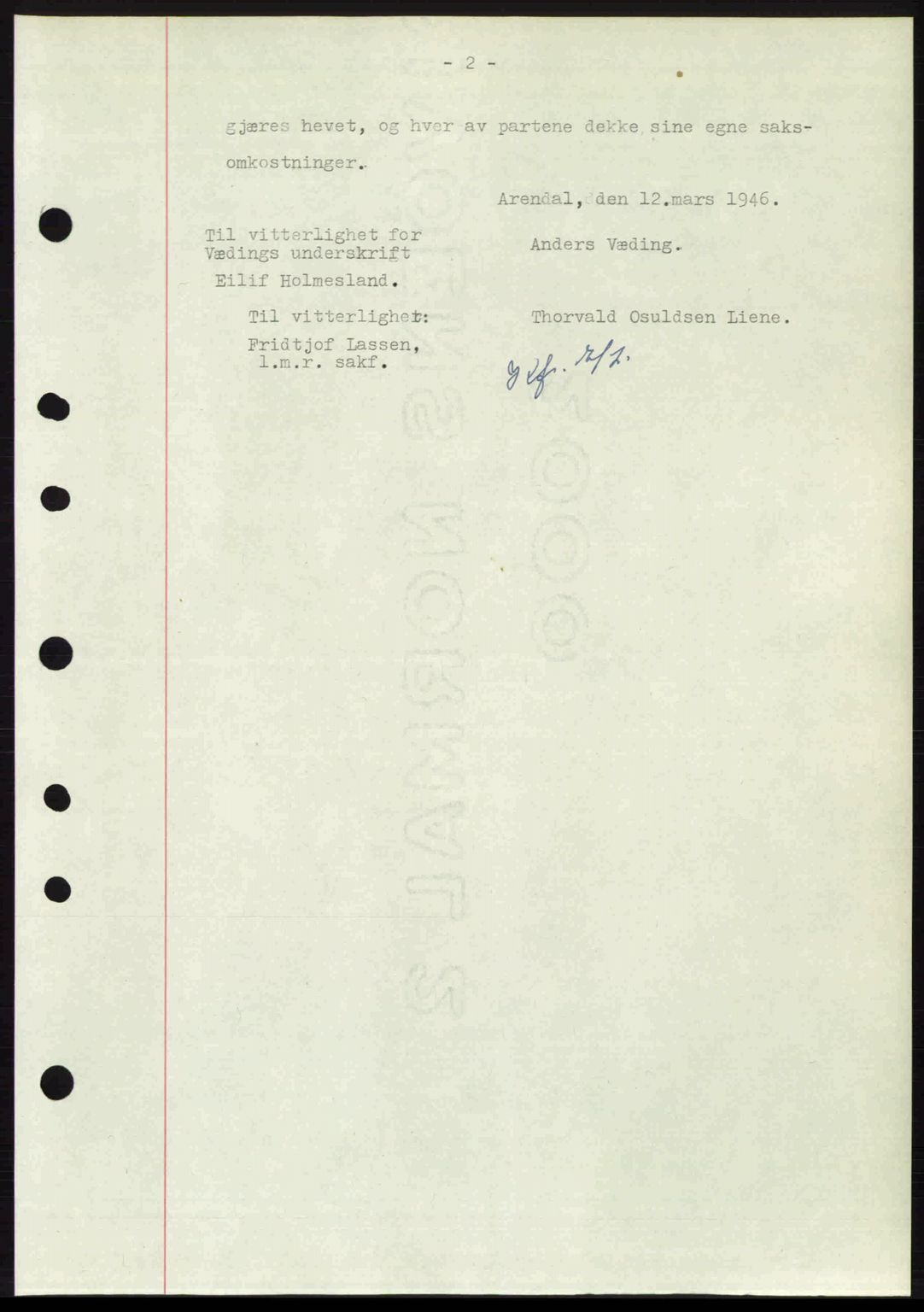 Nedenes sorenskriveri, AV/SAK-1221-0006/G/Gb/Gba/L0054: Mortgage book no. A6c, 1946-1946, Diary no: : 252/1946