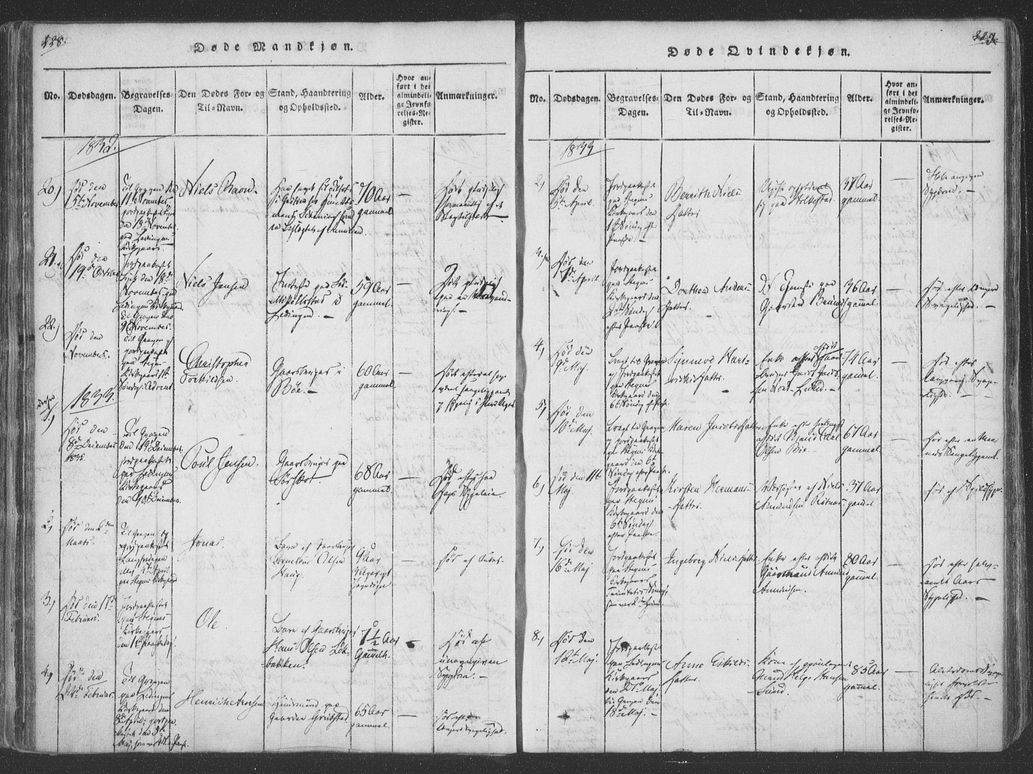 Ministerialprotokoller, klokkerbøker og fødselsregistre - Nordland, SAT/A-1459/855/L0798: Parish register (official) no. 855A06, 1821-1835, p. 228-229