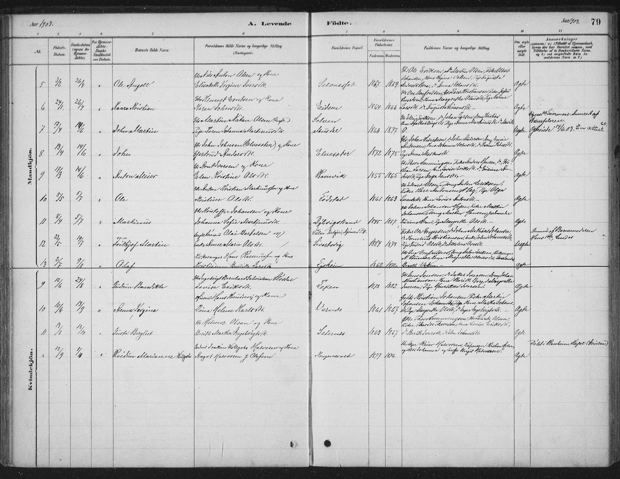 Ministerialprotokoller, klokkerbøker og fødselsregistre - Sør-Trøndelag, AV/SAT-A-1456/662/L0755: Parish register (official) no. 662A01, 1879-1905, p. 79