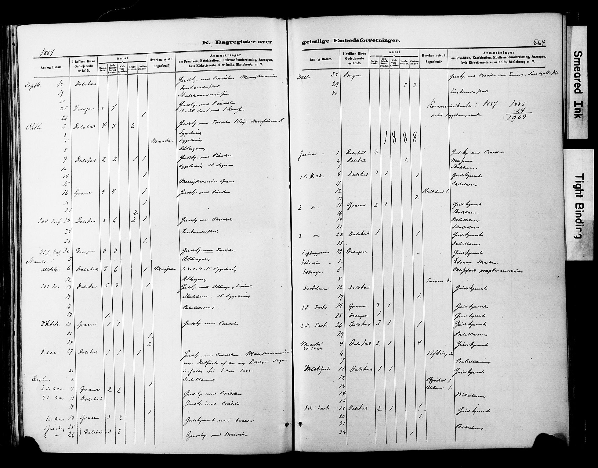 Ministerialprotokoller, klokkerbøker og fødselsregistre - Nordland, SAT/A-1459/820/L0295: Parish register (official) no. 820A16, 1880-1896, p. 564