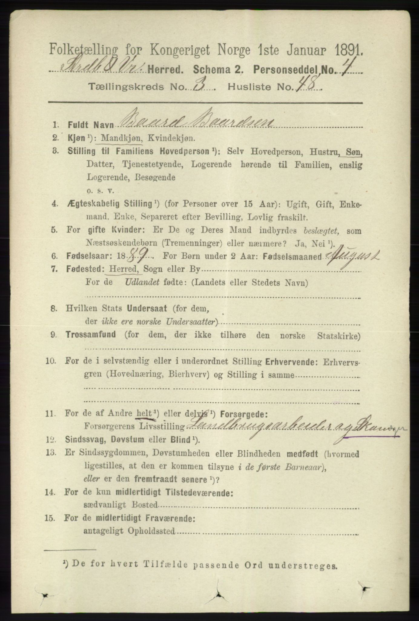 RA, 1891 census for 1226 Strandebarm og Varaldsøy, 1891, p. 1376