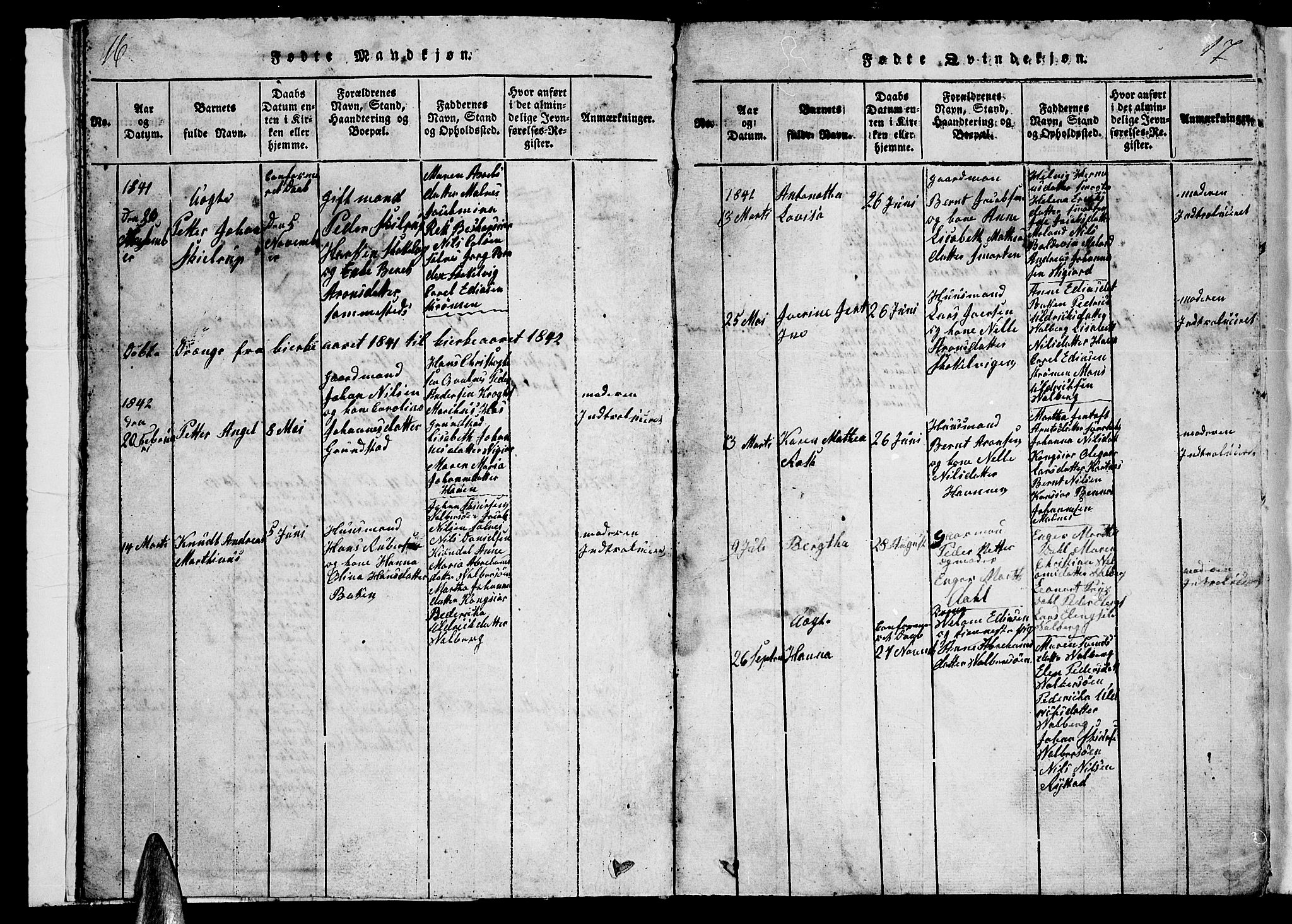 Ministerialprotokoller, klokkerbøker og fødselsregistre - Nordland, SAT/A-1459/884/L1195: Parish register (copy) no. 884C01, 1837-1867, p. 16-17
