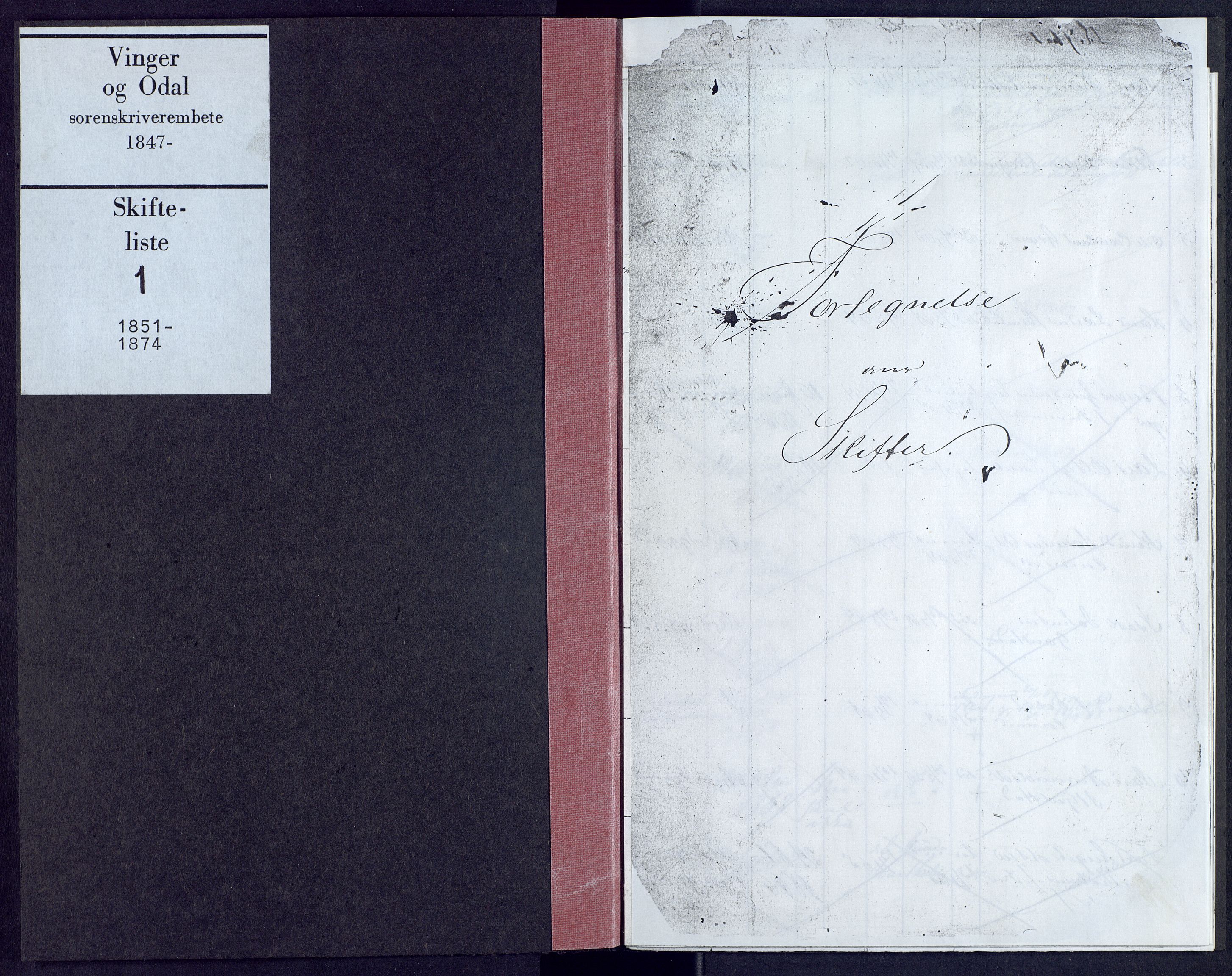 Vinger og Odal sorenskriveri, SAH/TING-022/J/Je/L0001: Skifteregister, 1851-1874