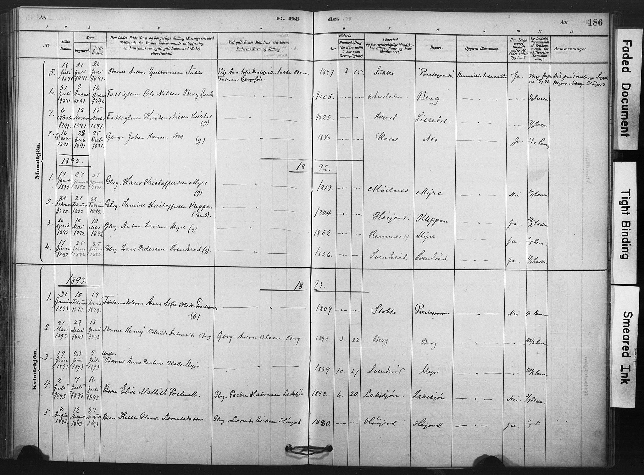 Andebu kirkebøker, SAKO/A-336/F/Fa/L0009: Parish register (official) no. 9, 1878-1909, p. 186