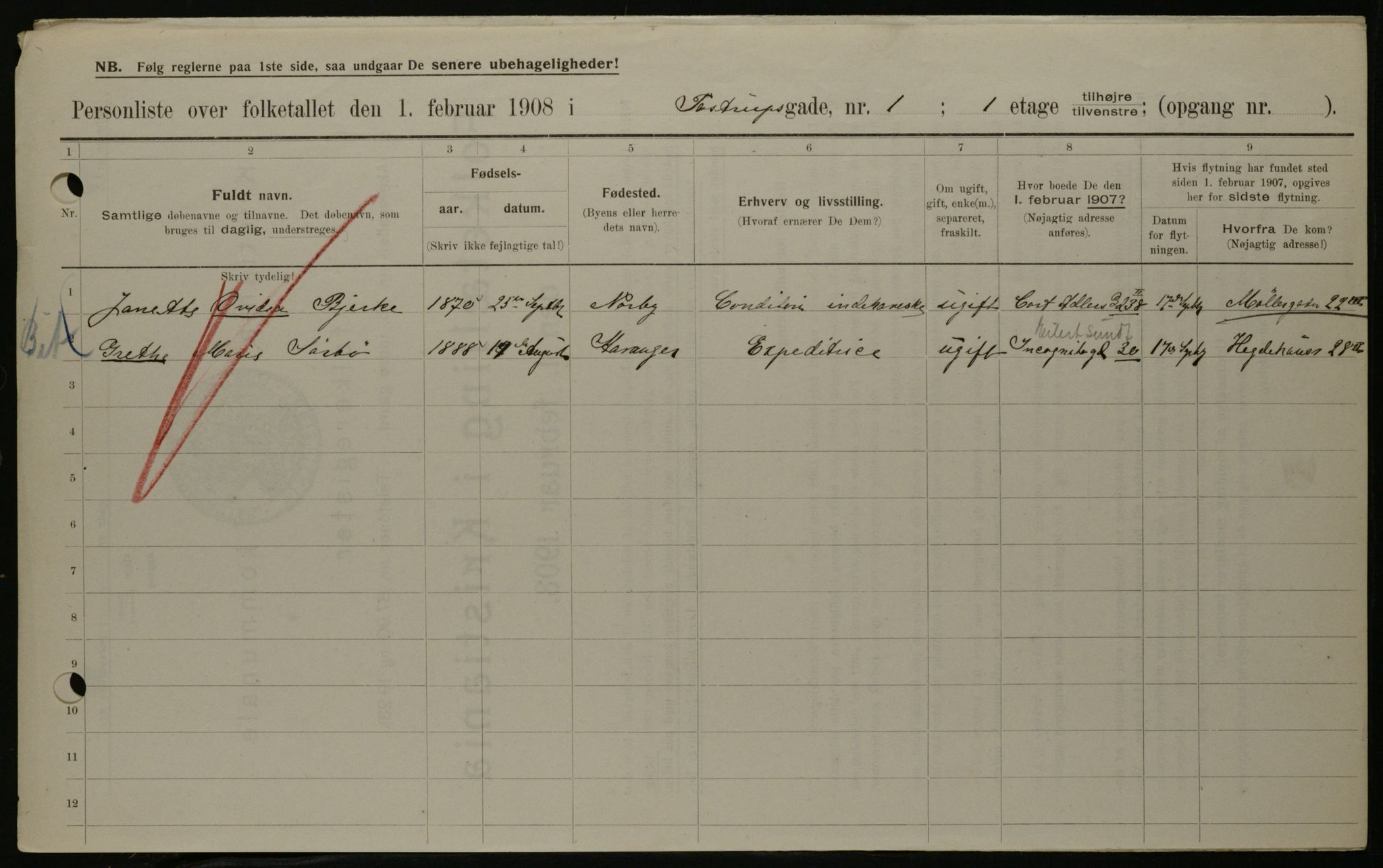 OBA, Municipal Census 1908 for Kristiania, 1908, p. 103648