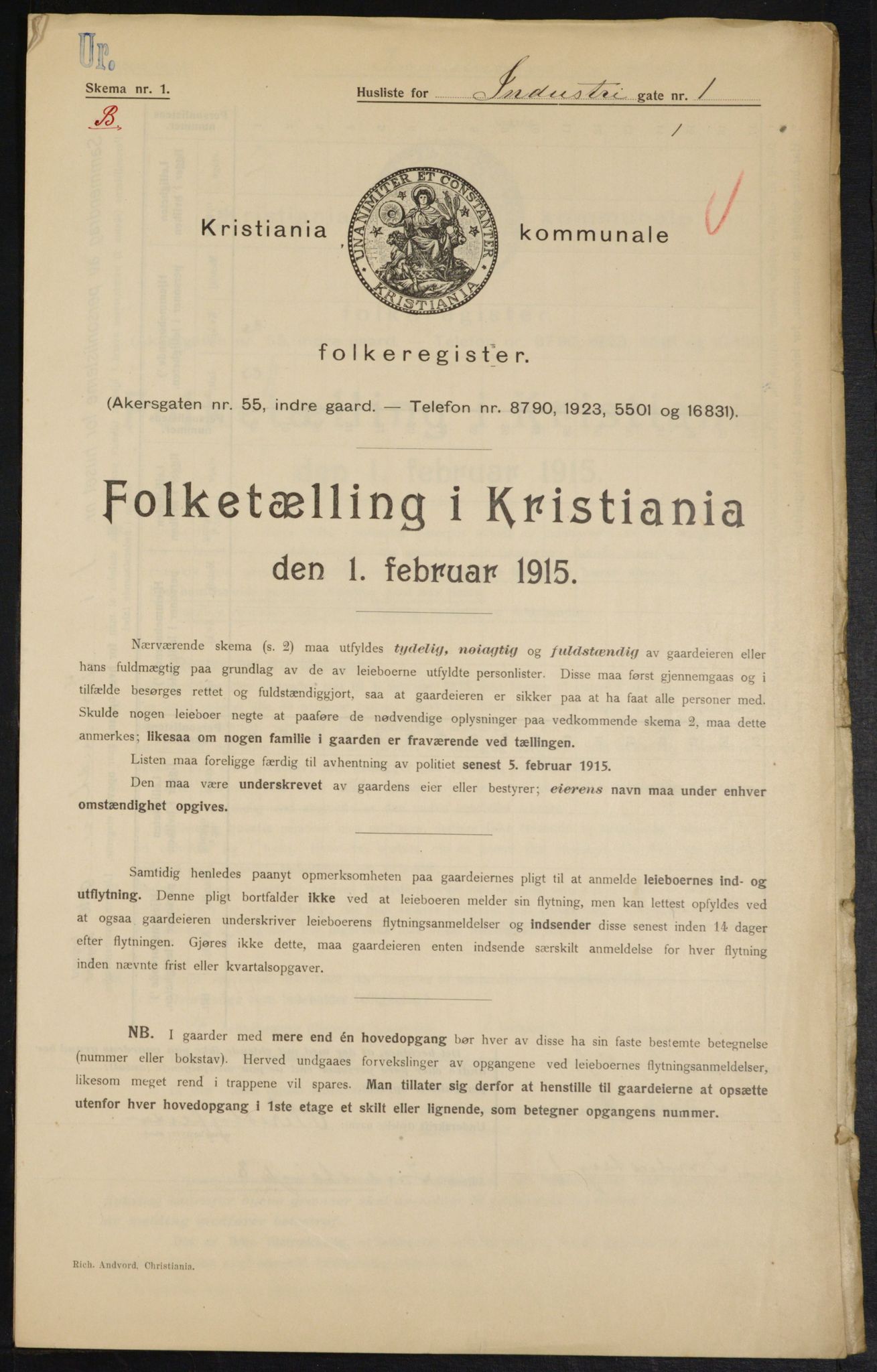 OBA, Municipal Census 1915 for Kristiania, 1915, p. 42659