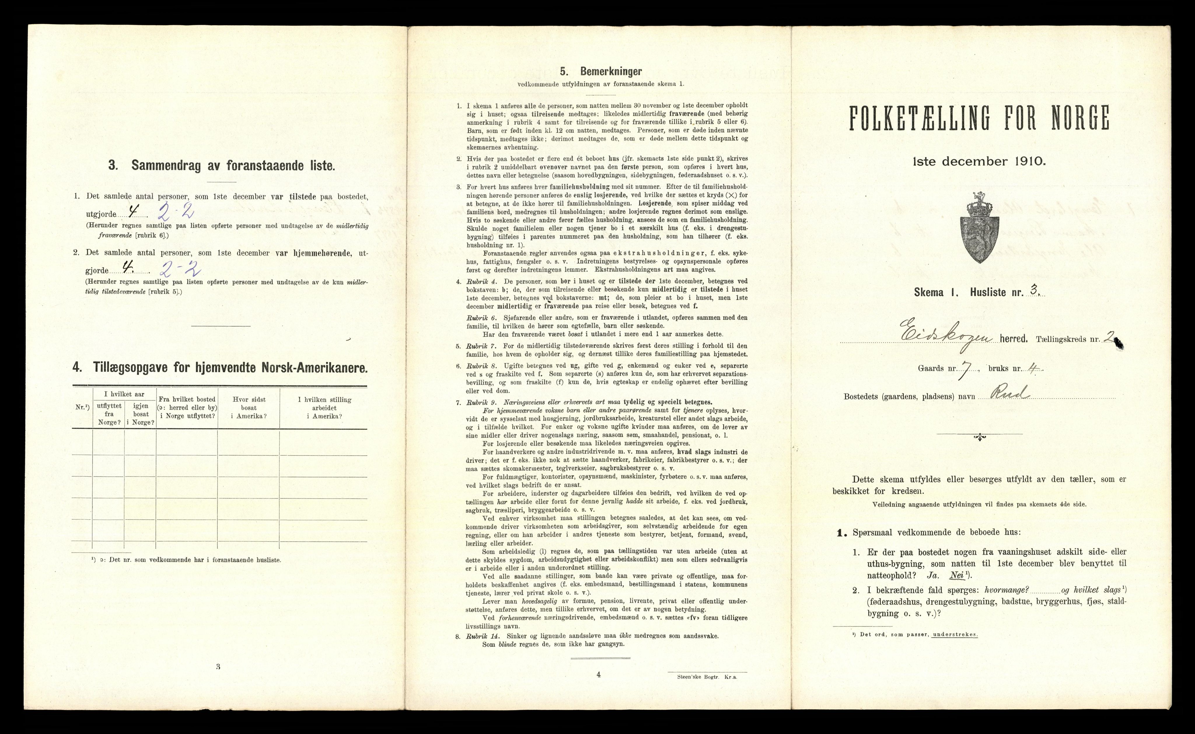 RA, 1910 census for Eidskog, 1910, p. 158