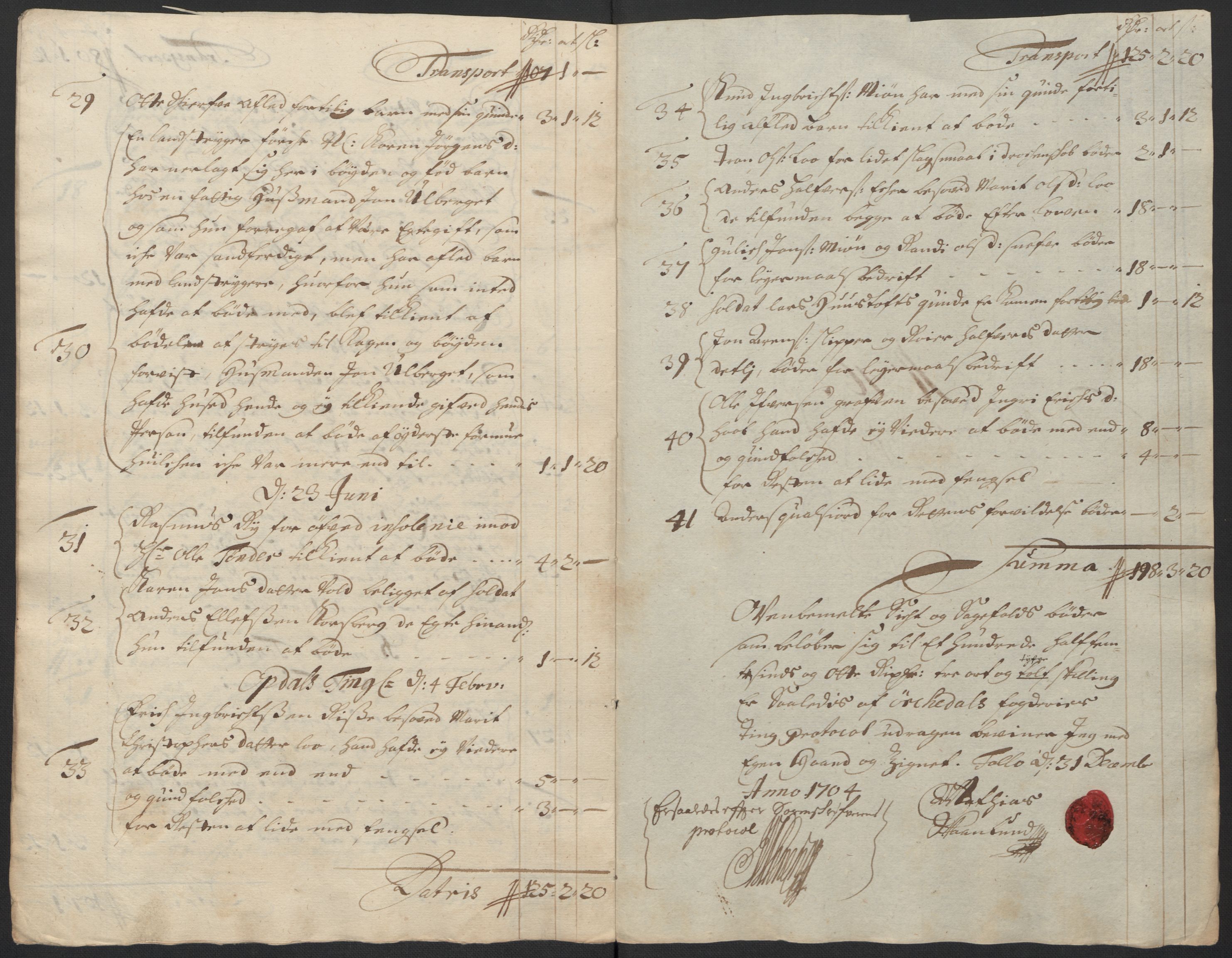 Rentekammeret inntil 1814, Reviderte regnskaper, Fogderegnskap, RA/EA-4092/R60/L3954: Fogderegnskap Orkdal og Gauldal, 1704, p. 186