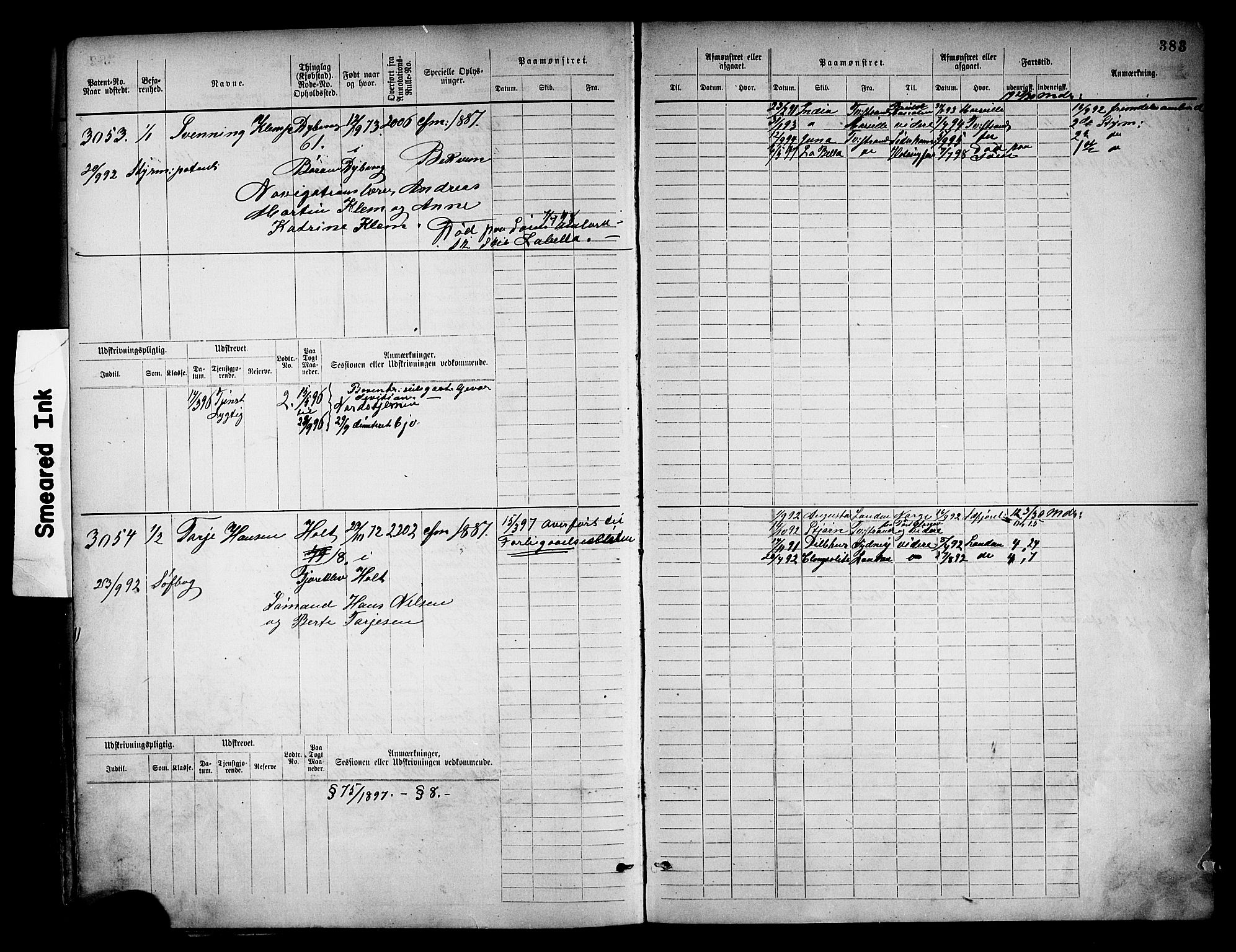 Tvedestrand mønstringskrets, AV/SAK-2031-0011/F/Fb/L0018: Hovedrulle nr 2289-3056, U-34, 1882-1892, p. 396