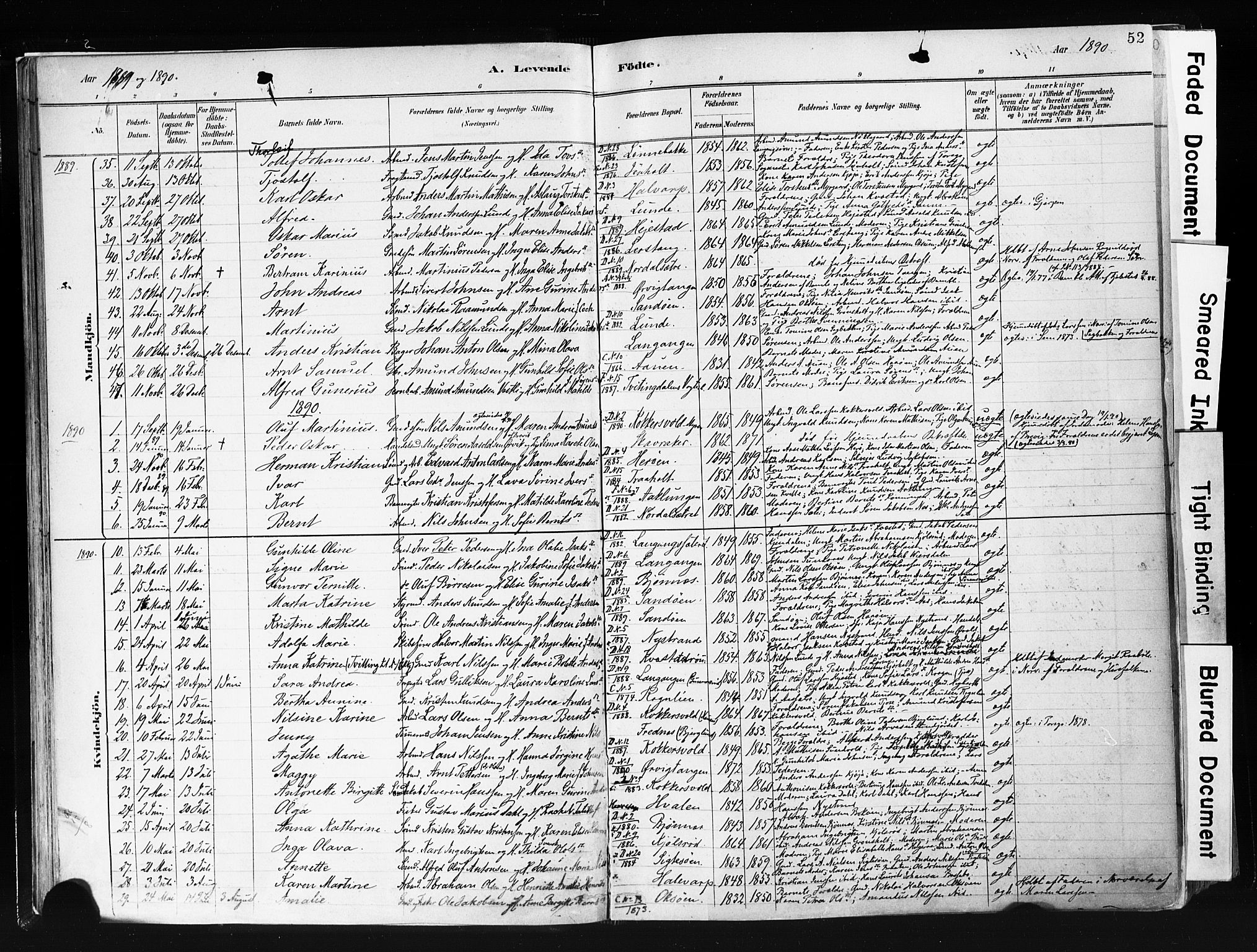 Eidanger kirkebøker, SAKO/A-261/F/Fa/L0012: Parish register (official) no. 12, 1879-1900, p. 52