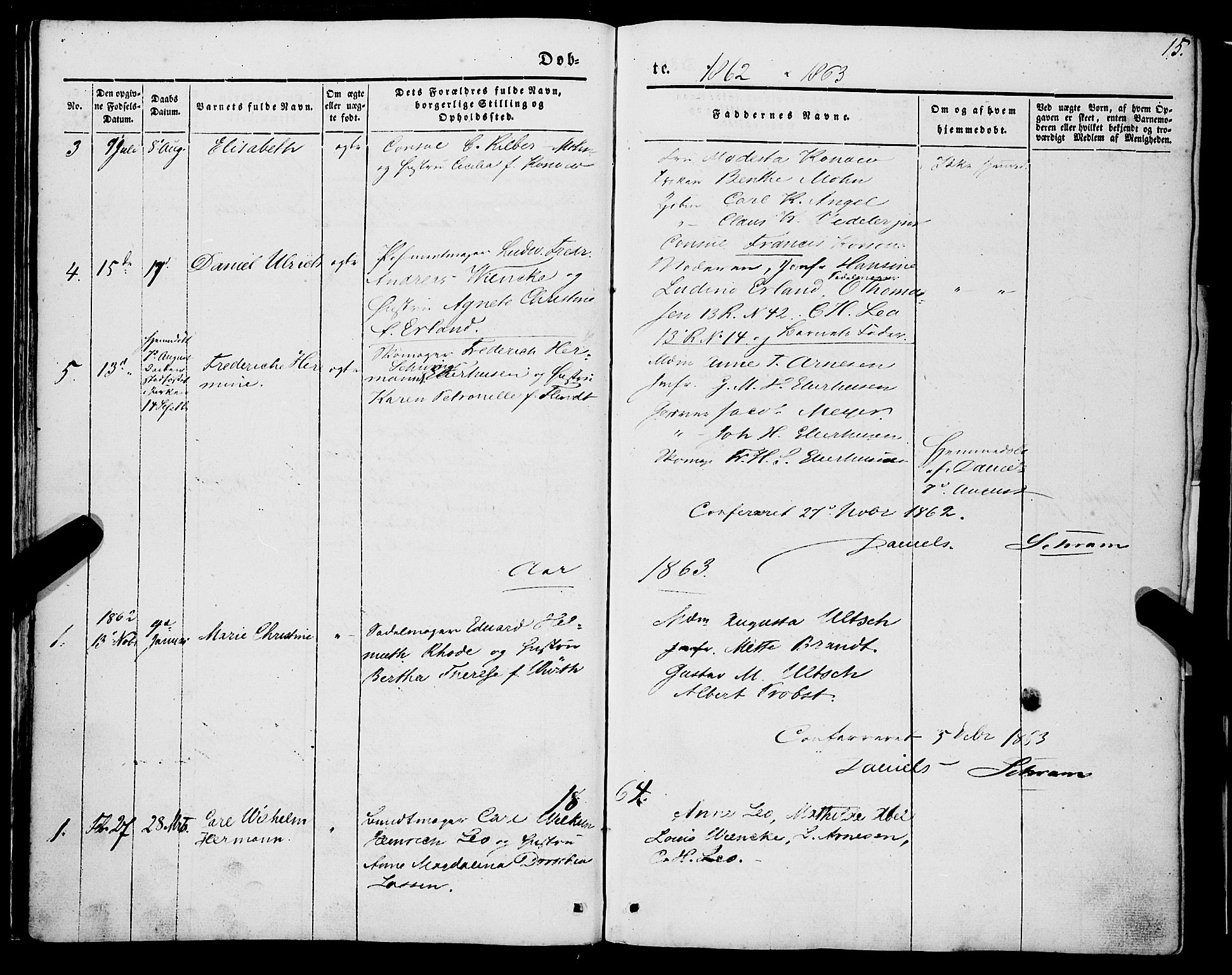 Mariakirken Sokneprestembete, SAB/A-76901/H/Haa/L0006: Parish register (official) no. A 6, 1846-1877, p. 15