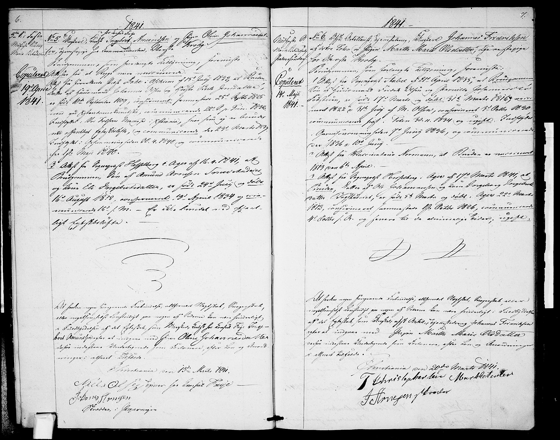 Garnisonsmenigheten Kirkebøker, AV/SAO-A-10846/H/Ha/L0004: Banns register no. I 4, 1840-1844, p. 6-7