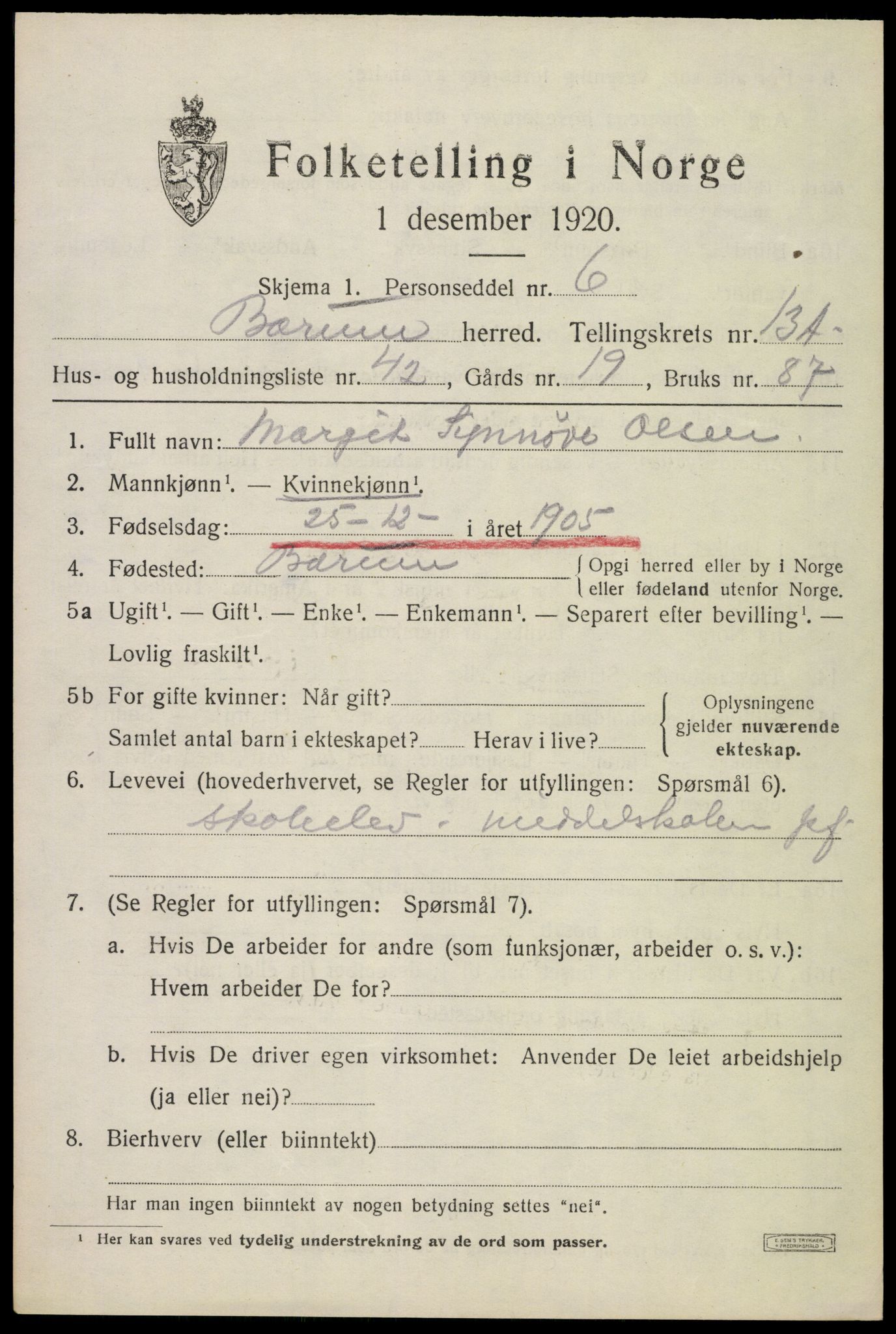 SAO, 1920 census for Bærum, 1920, p. 34282