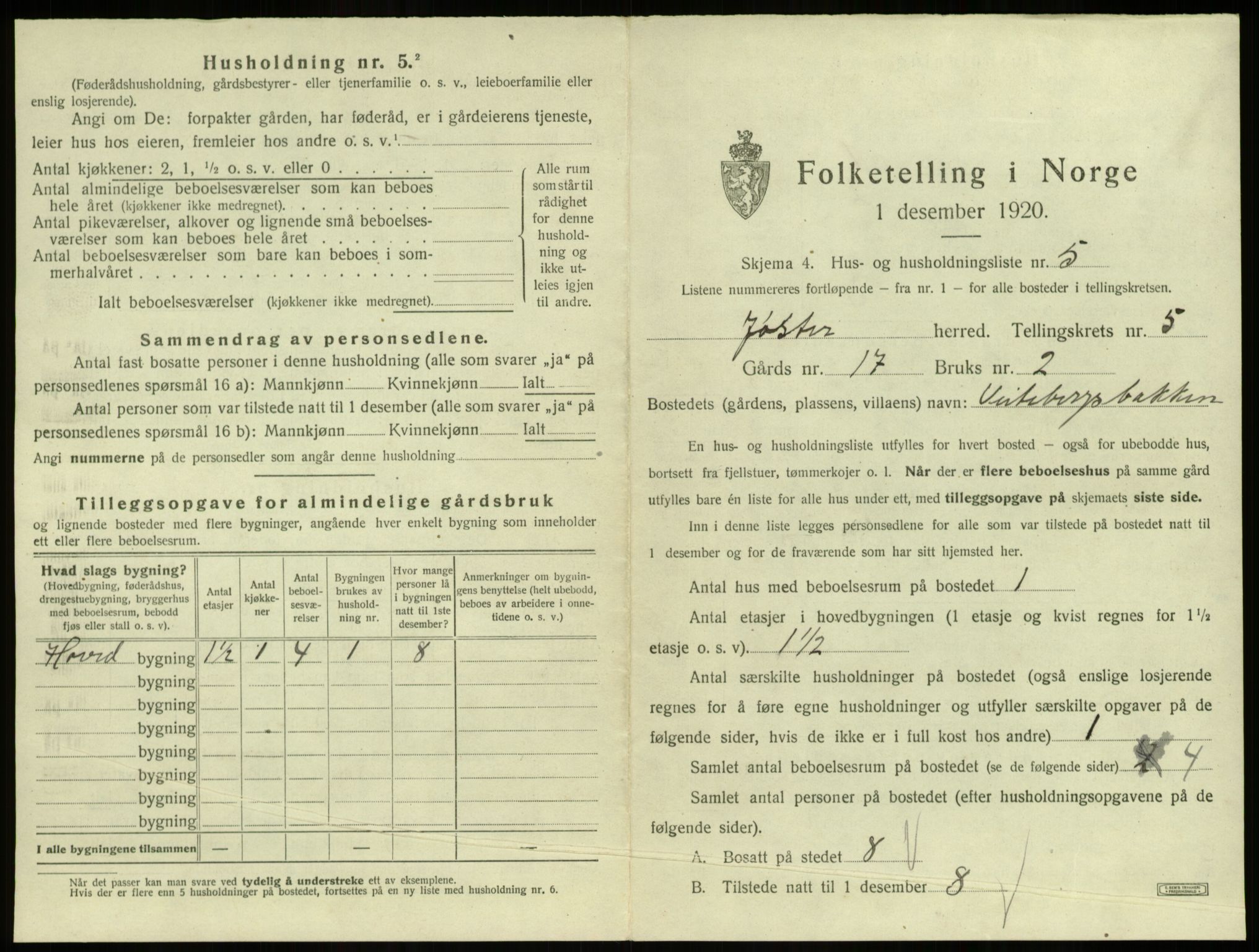 SAB, 1920 census for Jølster, 1920, p. 359