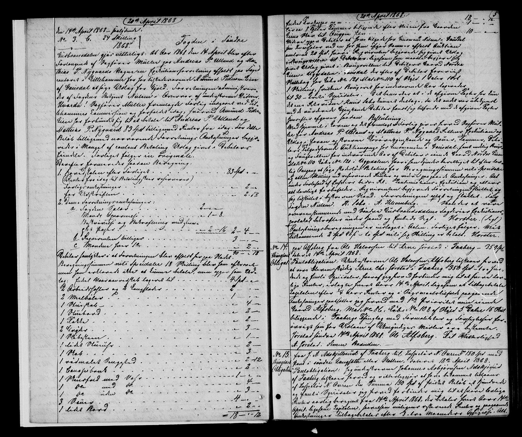 Sør-Gudbrandsdal tingrett, AV/SAH-TING-004/H/Hb/Hba/L0014: Mortgage book no. I 14, 1868-1873, p. 4-5