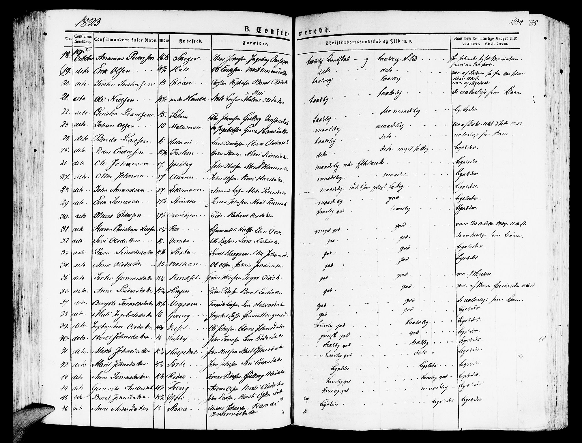 Ministerialprotokoller, klokkerbøker og fødselsregistre - Nord-Trøndelag, SAT/A-1458/709/L0070: Parish register (official) no. 709A10, 1820-1832, p. 234
