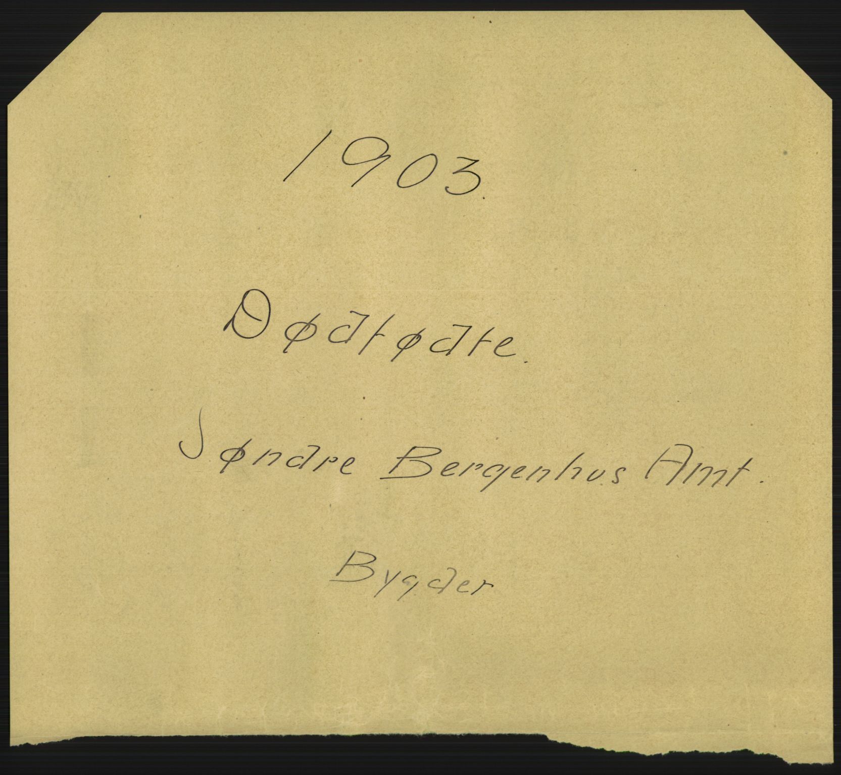 Statistisk sentralbyrå, Sosiodemografiske emner, Befolkning, RA/S-2228/D/Df/Dfa/Dfaa/L0025: Søndre Bergenhus amt - Finnmarkens amt: Dødfødte. Bygder., 1903, p. 1