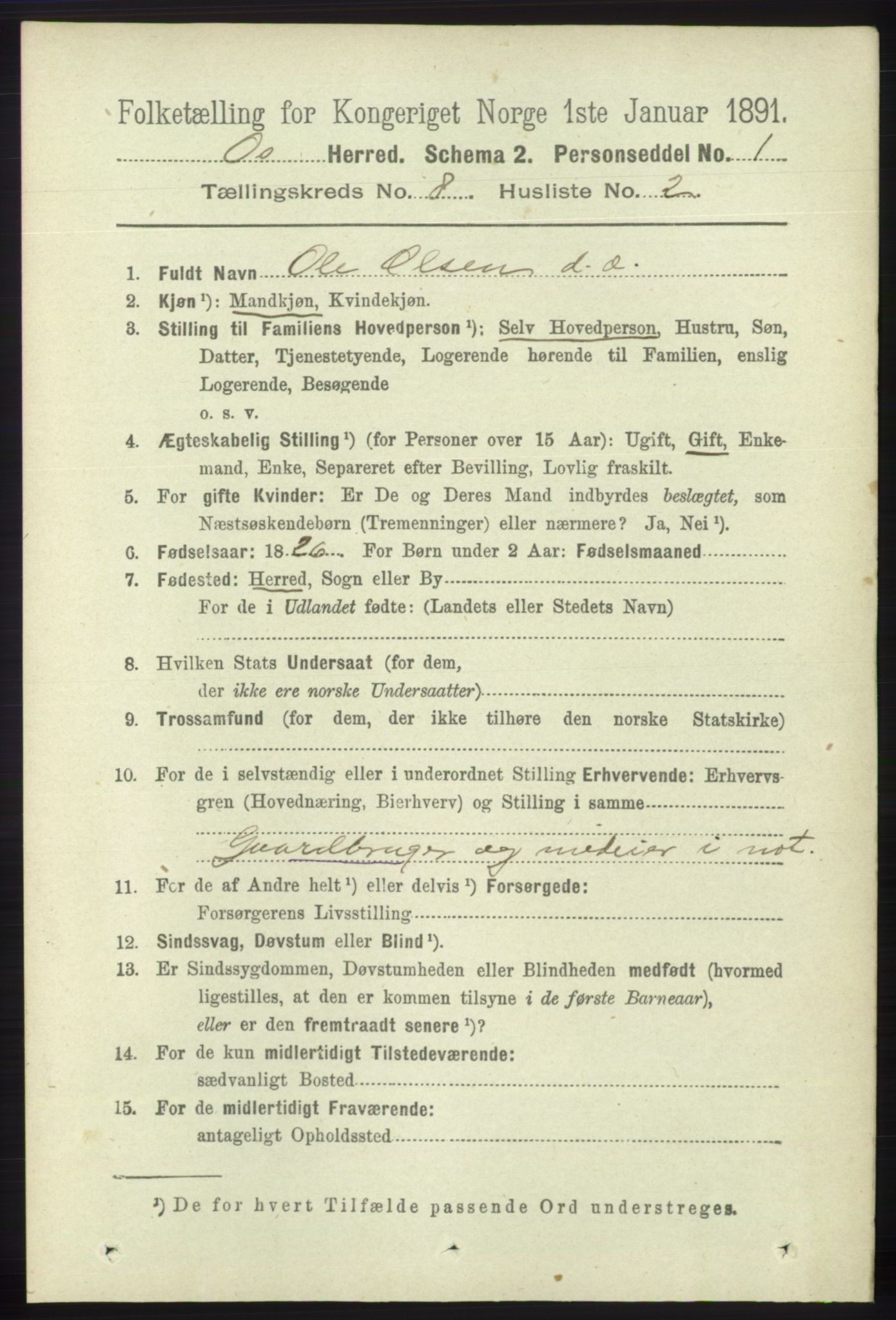 RA, 1891 census for 1243 Os, 1891, p. 1841