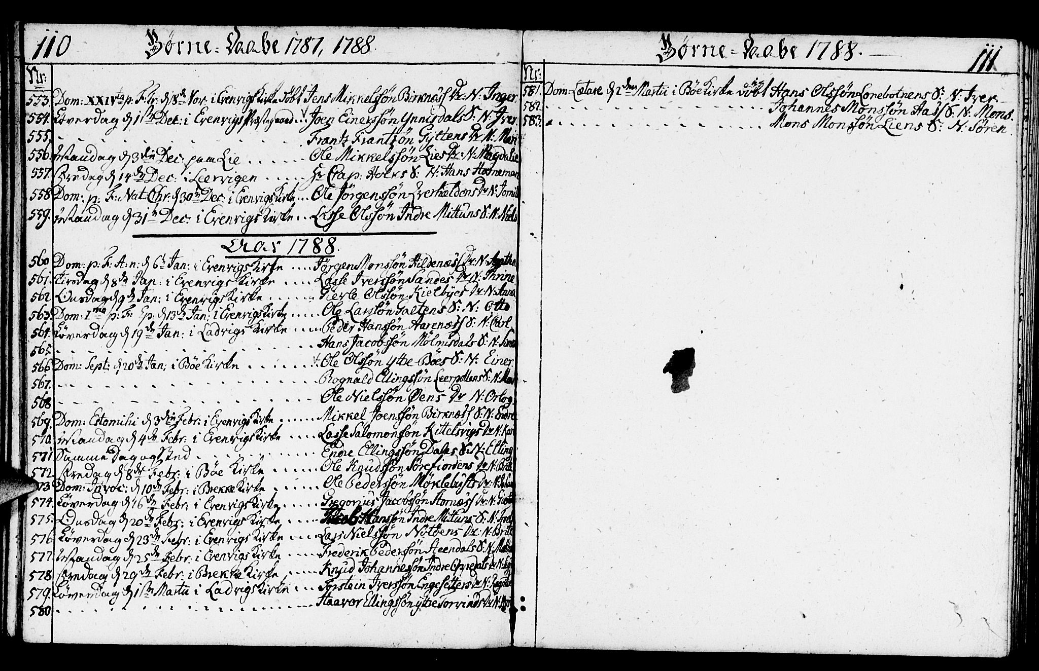 Gulen sokneprestembete, SAB/A-80201/H/Haa/Haaa/L0014: Parish register (official) no. A 14, 1779-1788, p. 110-111