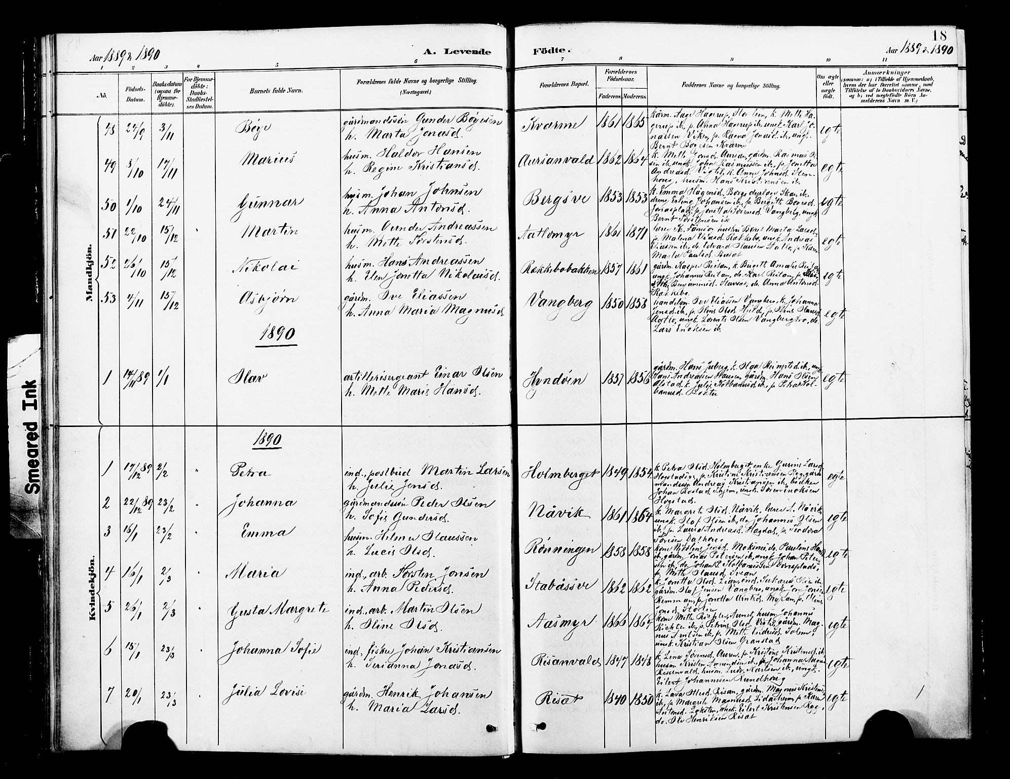 Ministerialprotokoller, klokkerbøker og fødselsregistre - Nord-Trøndelag, SAT/A-1458/713/L0121: Parish register (official) no. 713A10, 1888-1898, p. 18